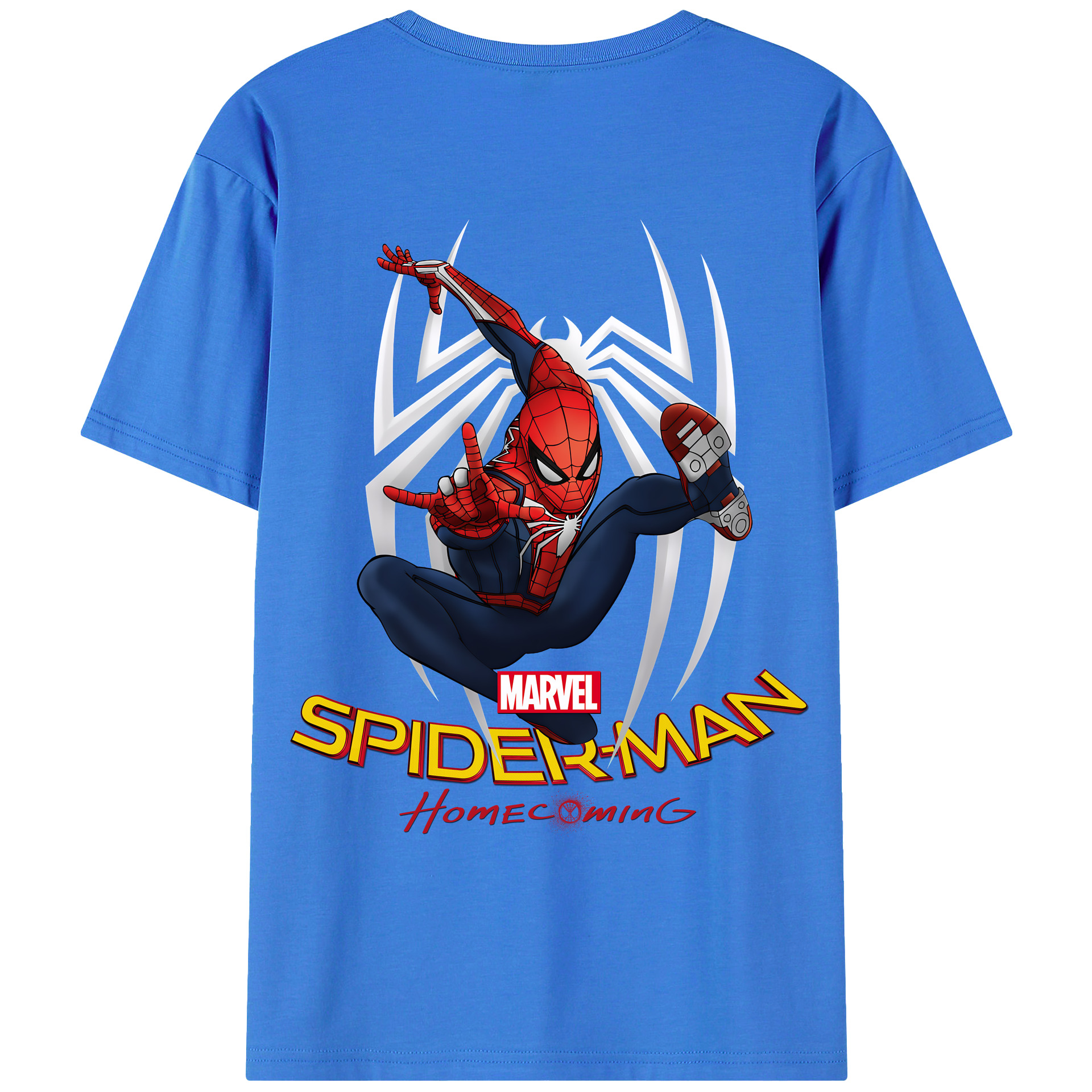 （画像用） Spider Man スパイダーマン 綿100％ メンズ半袖Tシャツ（バックプリント） 通気性
