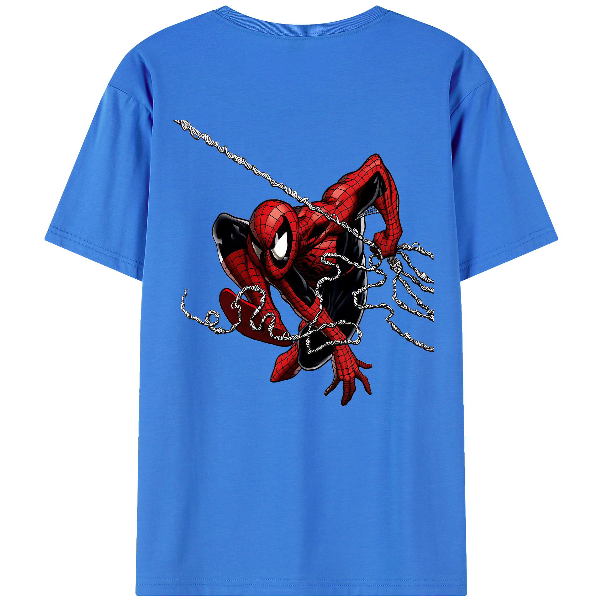 （画像用） Spider Man スパイダーマン 綿100％ メンズ半袖Tシャツ（バックプリント） 通気性