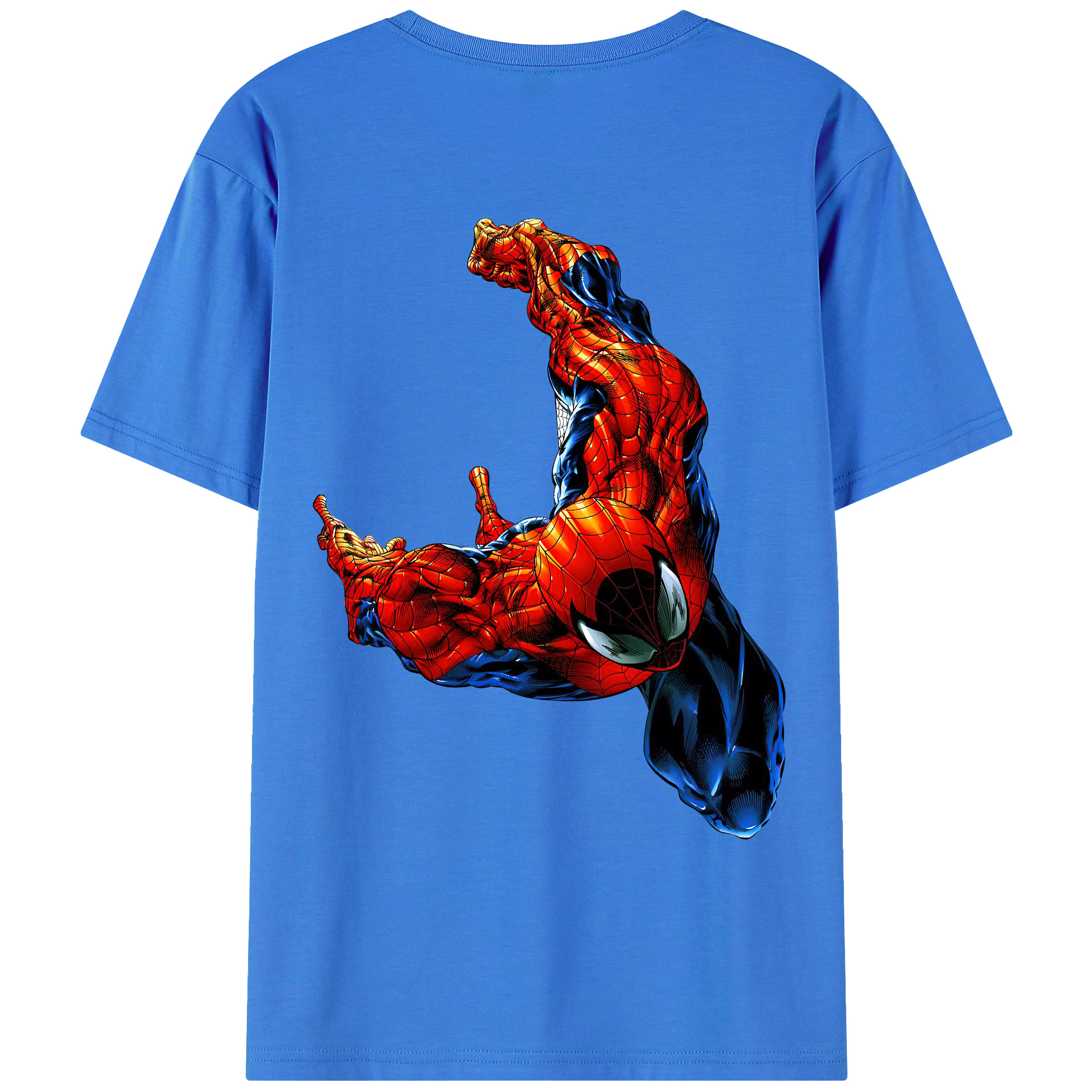 （画像用） Spider Man スパイダーマン 綿100％ メンズ半袖Tシャツ（バックプリント） 通気性
