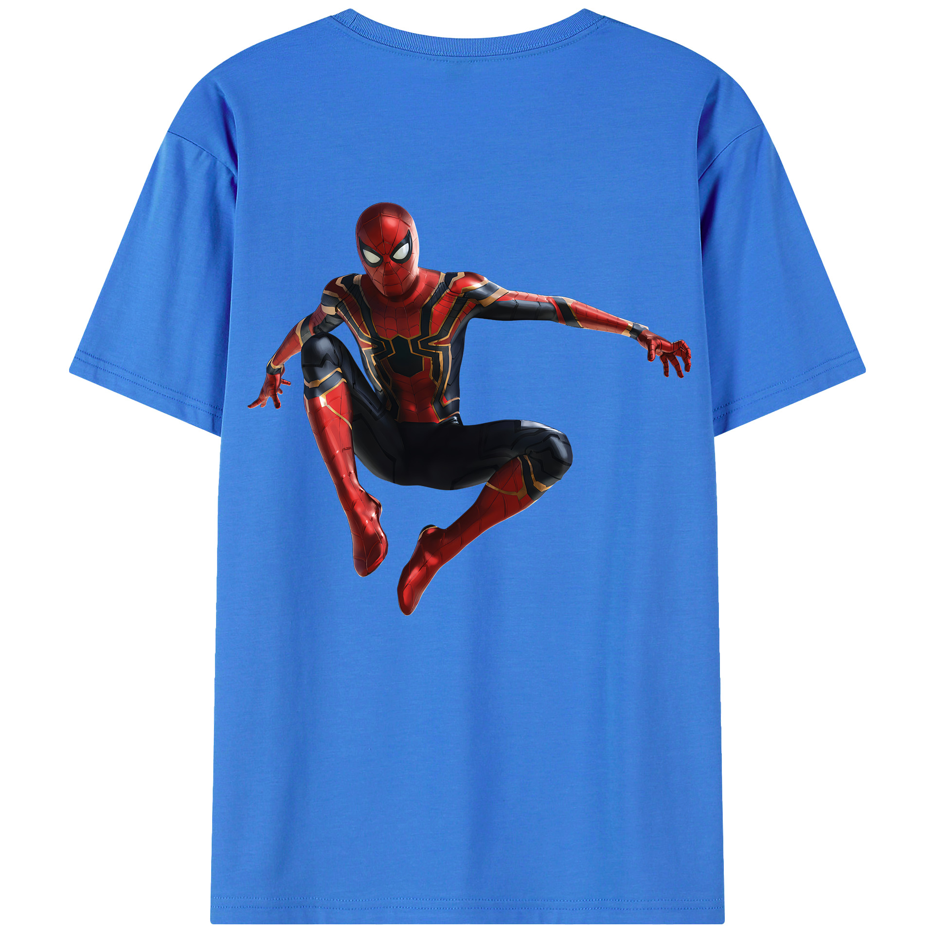 （画像用） Spider Man スパイダーマン 綿100％ メンズ半袖Tシャツ（バックプリント） 通気性