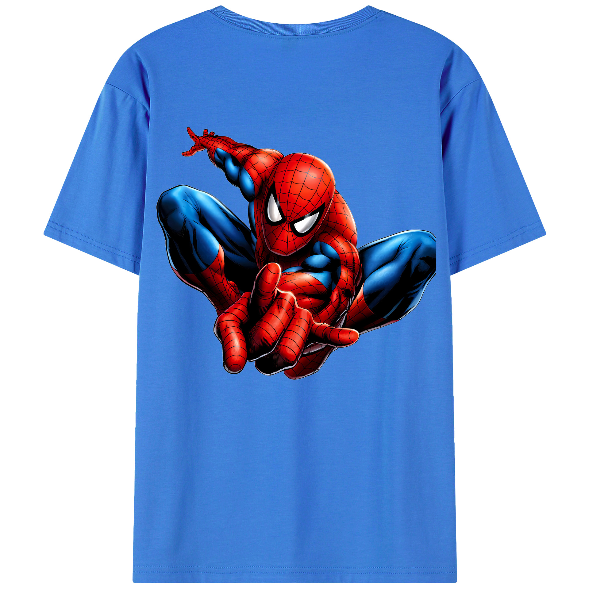 （画像用） Spider Man スパイダーマン 綿100％ メンズ半袖Tシャツ（バックプリント） 通気性