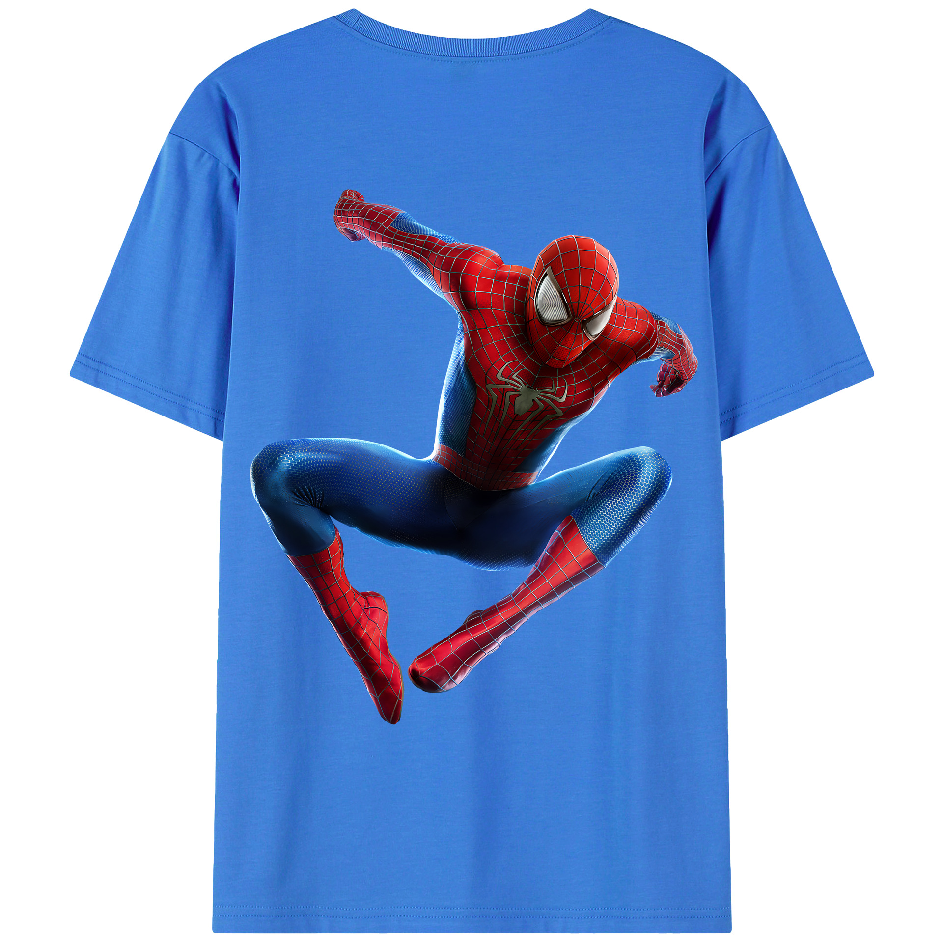 （画像用） Spider Man スパイダーマン 綿100％ メンズ半袖Tシャツ（バックプリント） 通気性