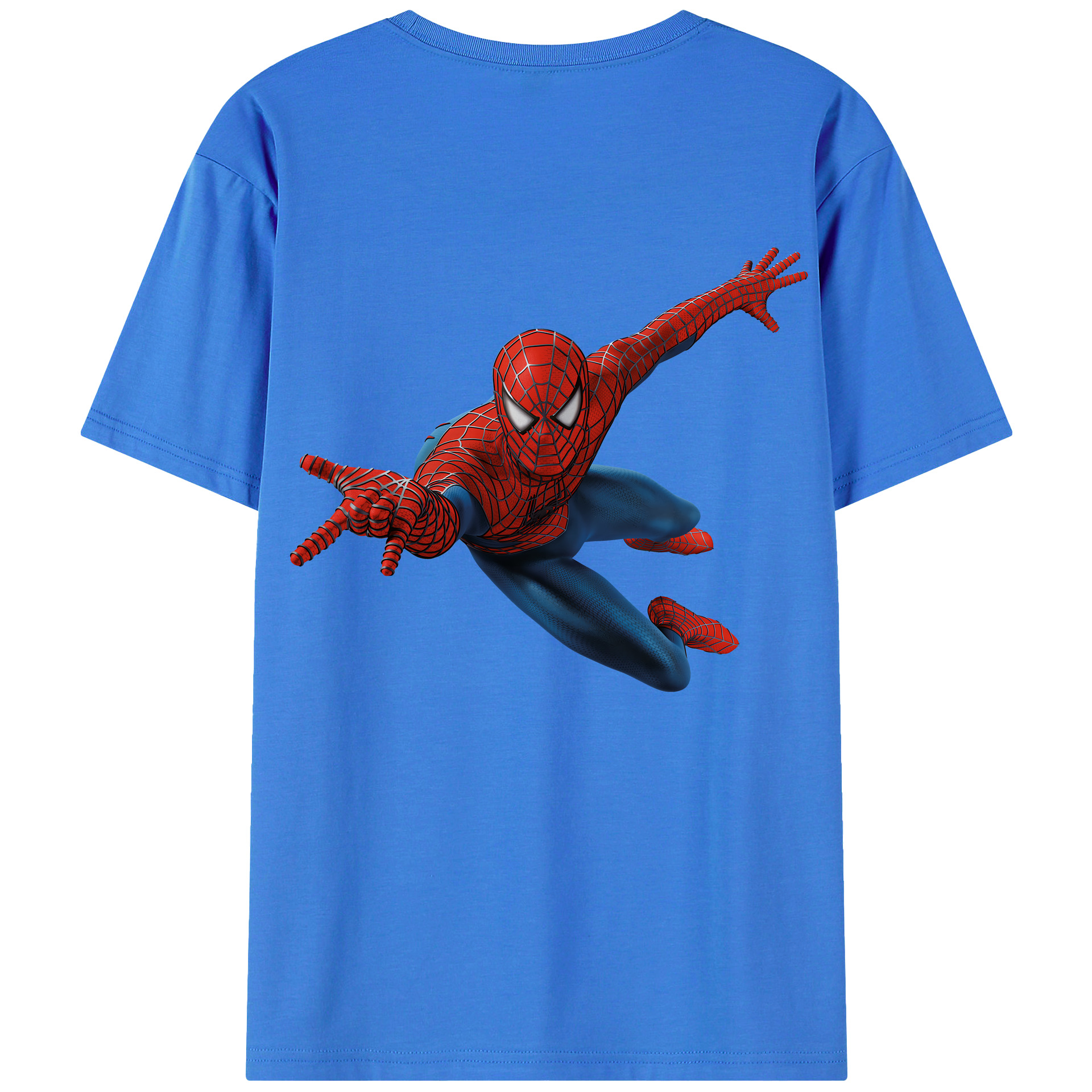 （画像用） Spider Man スパイダーマン 綿100％ メンズ半袖Tシャツ（バックプリント） 通気性
