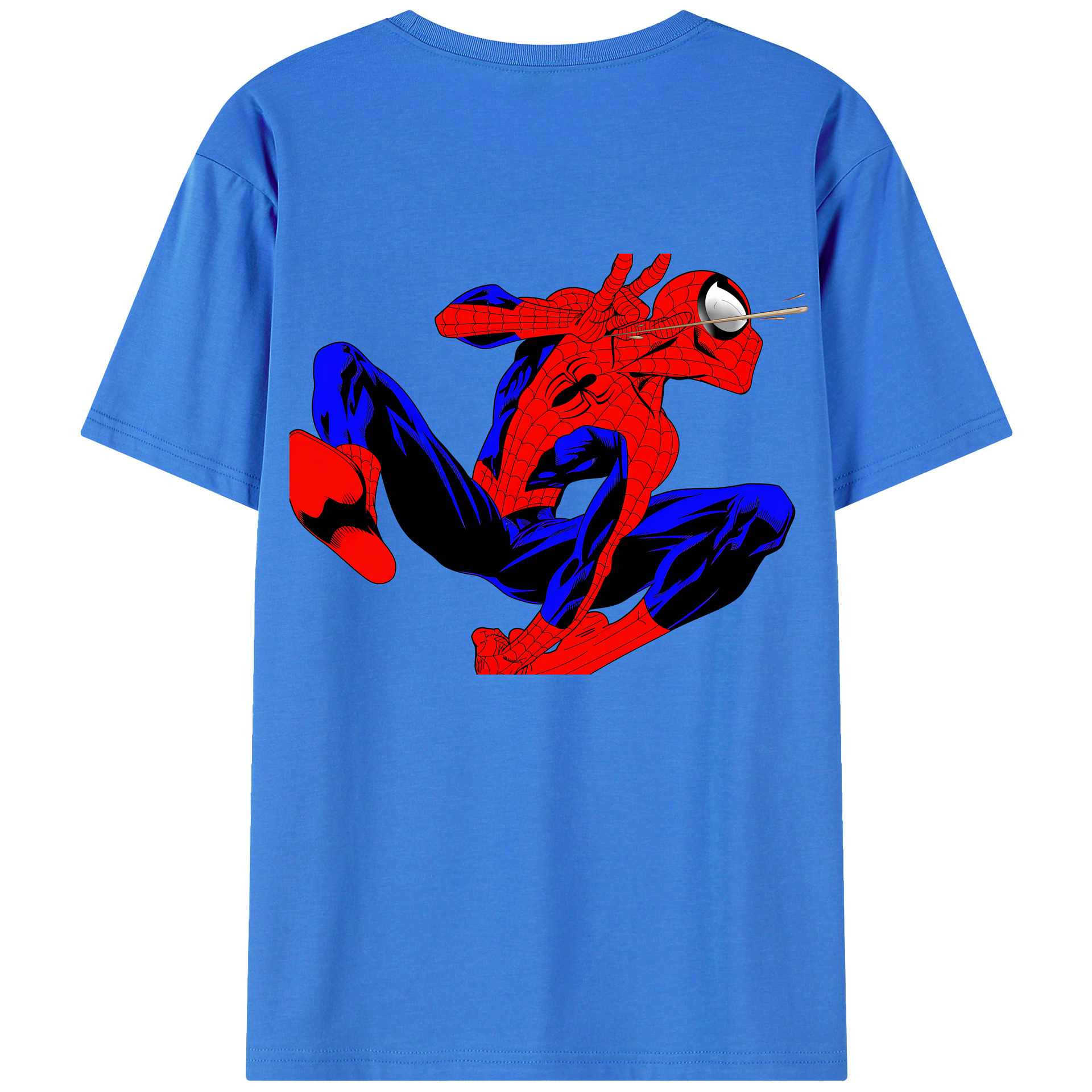（画像用） Spider Man スパイダーマン 綿100％ メンズ半袖Tシャツ（バックプリント） 通気性