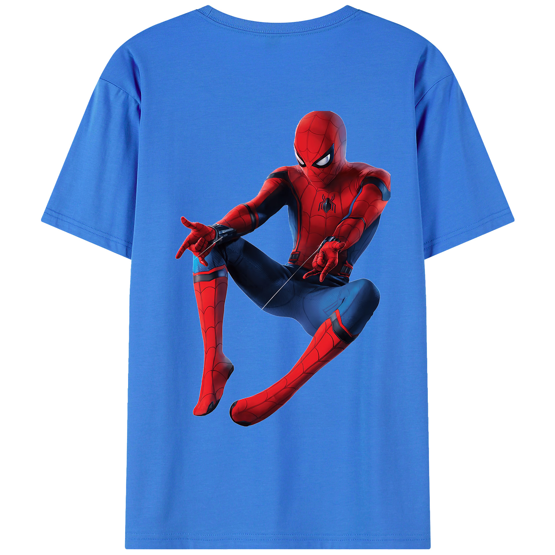 （画像用） Spider Man スパイダーマン 綿100％ メンズ半袖Tシャツ（バックプリント） 通気性