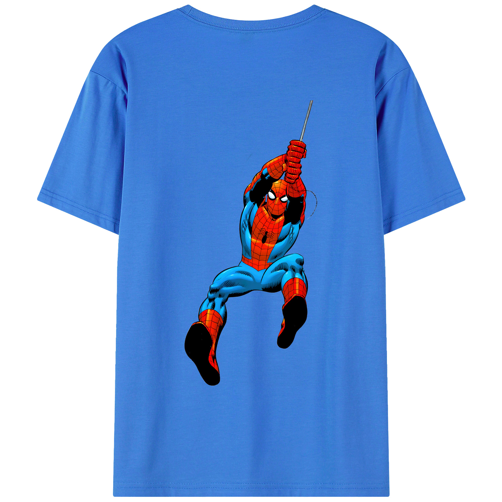 （画像用） Spider Man スパイダーマン 綿100％ メンズ半袖Tシャツ（バックプリント） 通気性