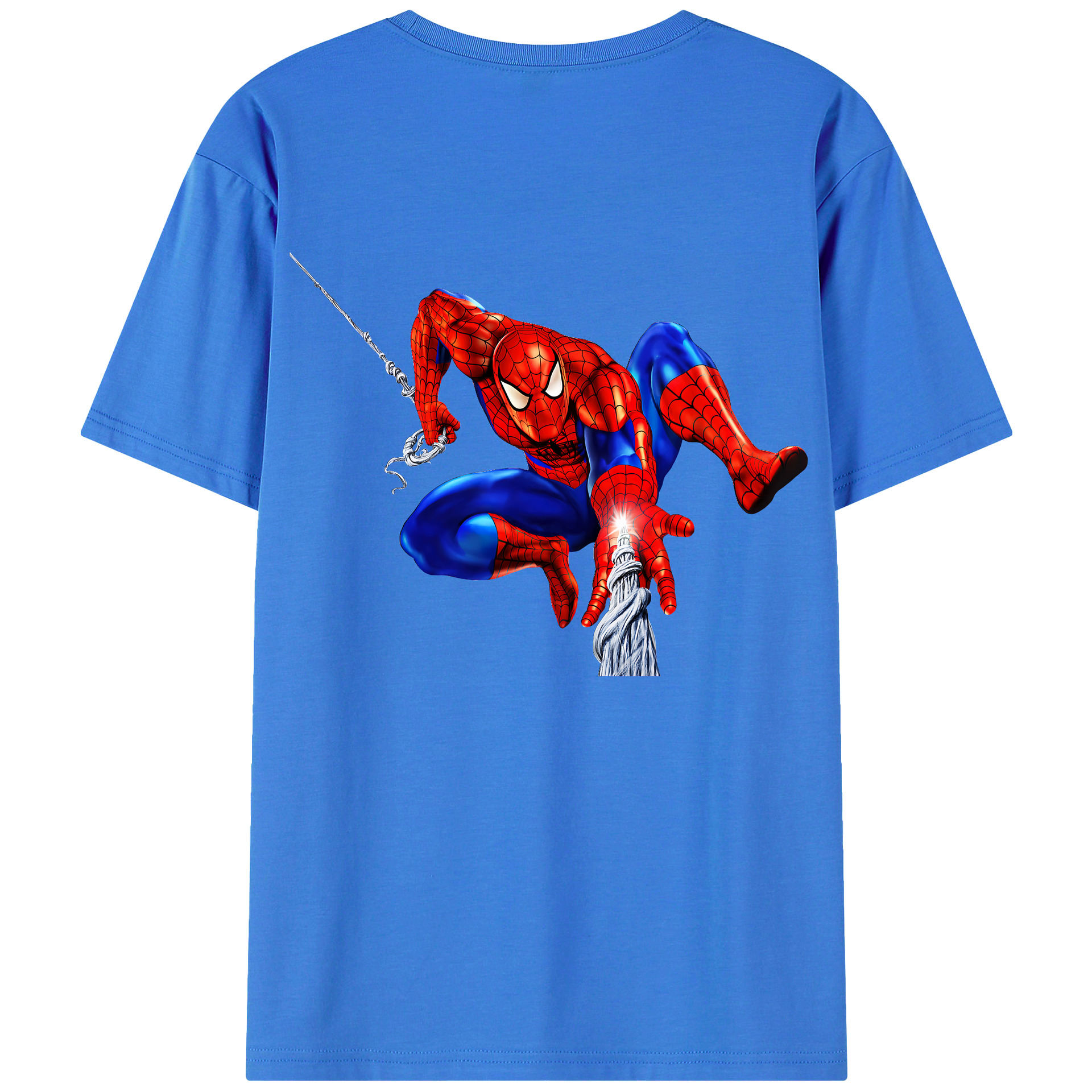 （画像用） Spider Man スパイダーマン 綿100％ メンズ半袖Tシャツ（バックプリント） 通気性
