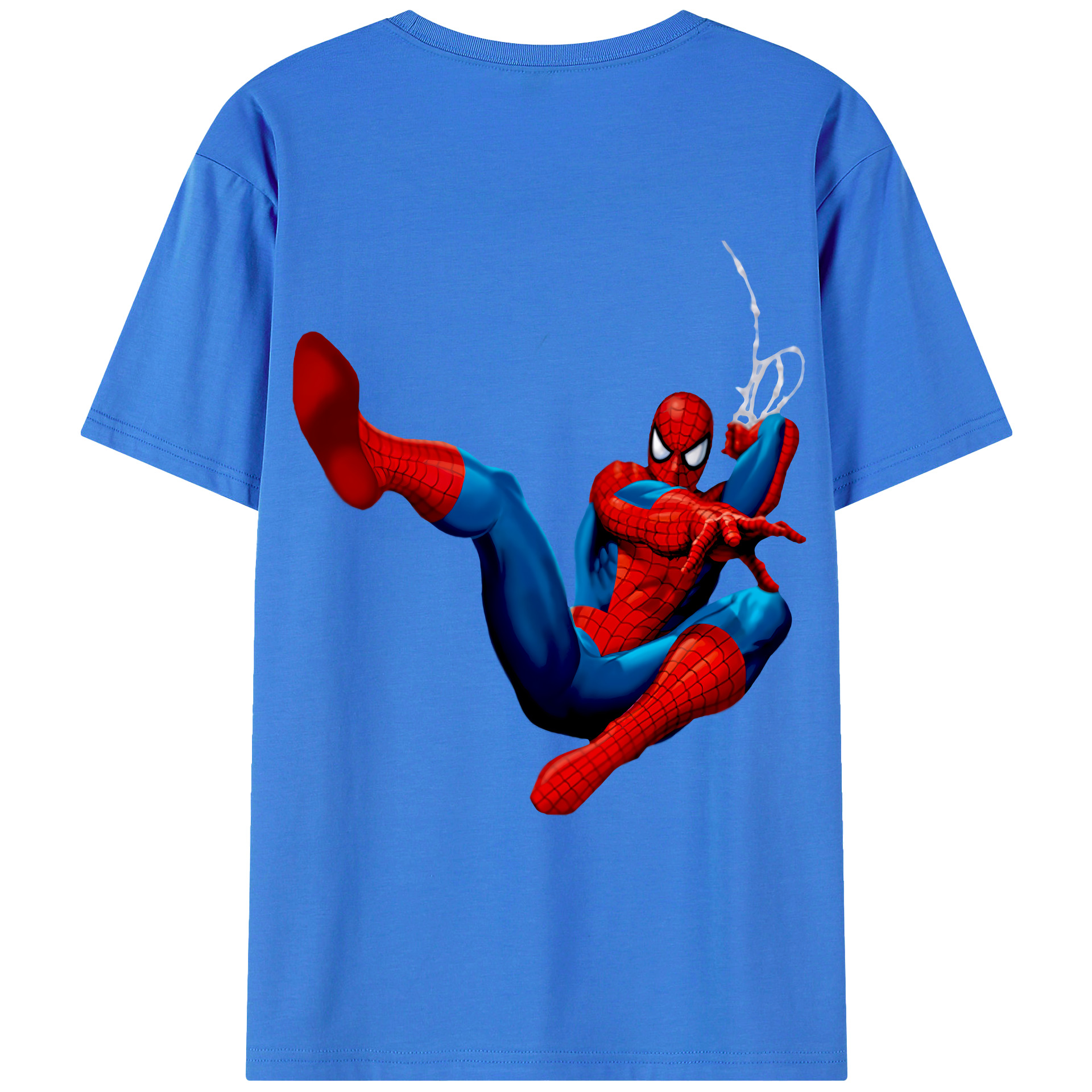 （画像用） Spider Man スパイダーマン 綿100％ メンズ半袖Tシャツ（バックプリント） 通気性