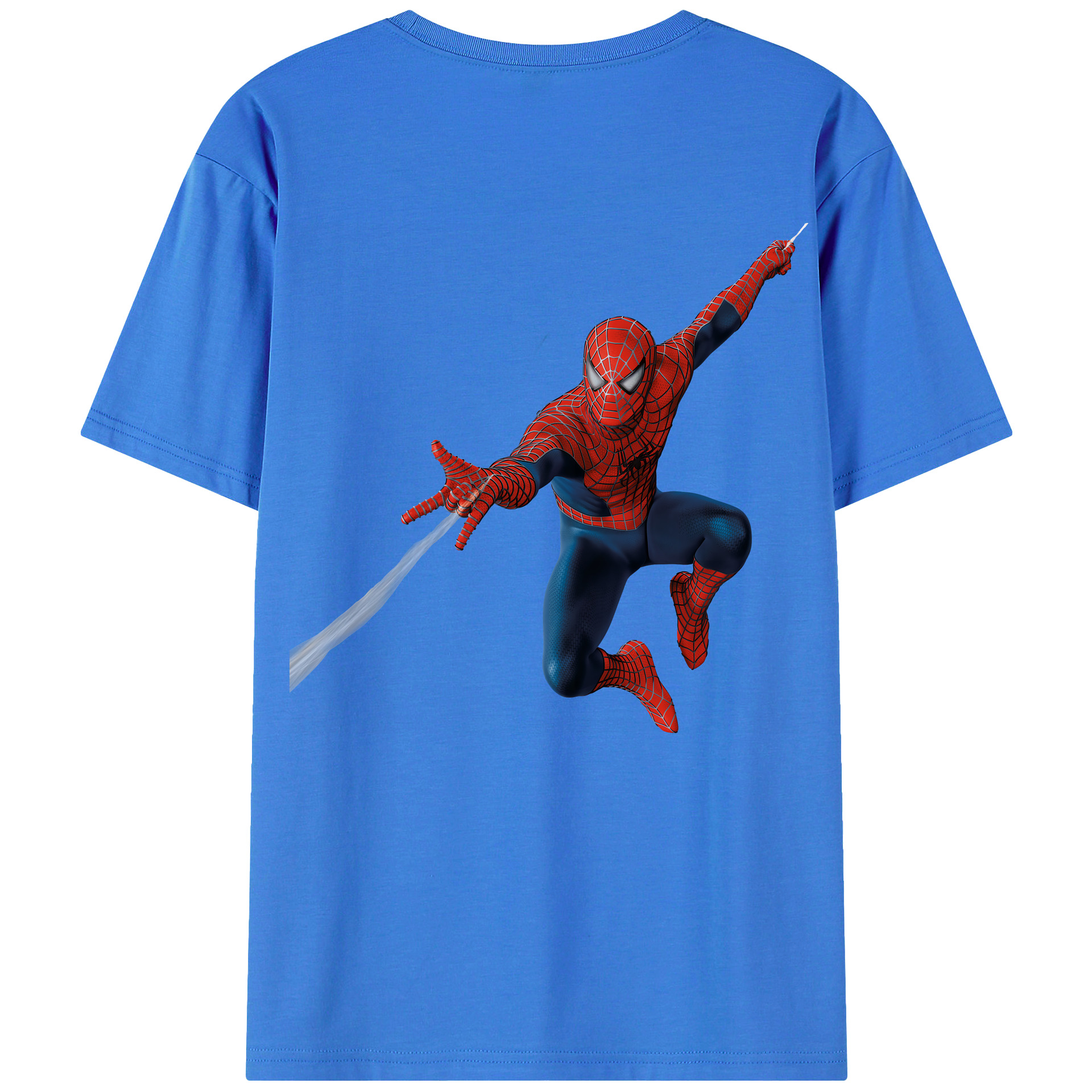 （画像用） Spider Man スパイダーマン 綿100％ メンズ半袖Tシャツ（バックプリント） 通気性