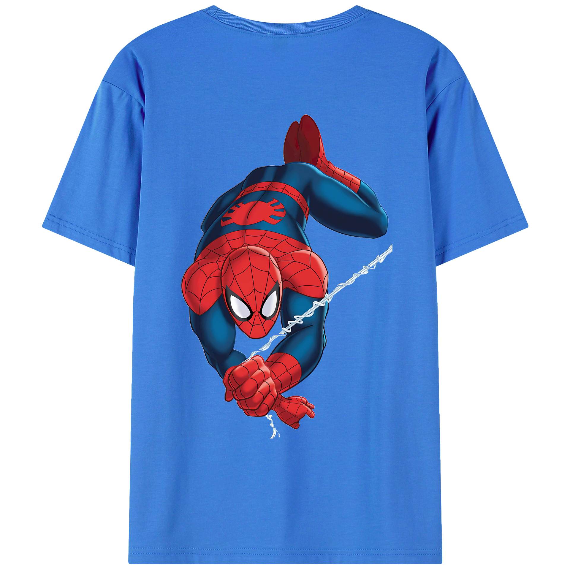 （画像用） Spider Man スパイダーマン 綿100％ メンズ半袖Tシャツ（バックプリント） 通気性