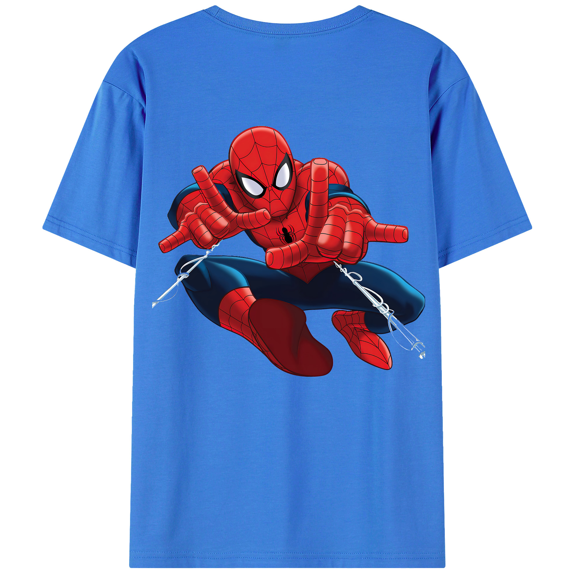 （画像用） Spider Man スパイダーマン 綿100％ メンズ半袖Tシャツ（バックプリント） 通気性