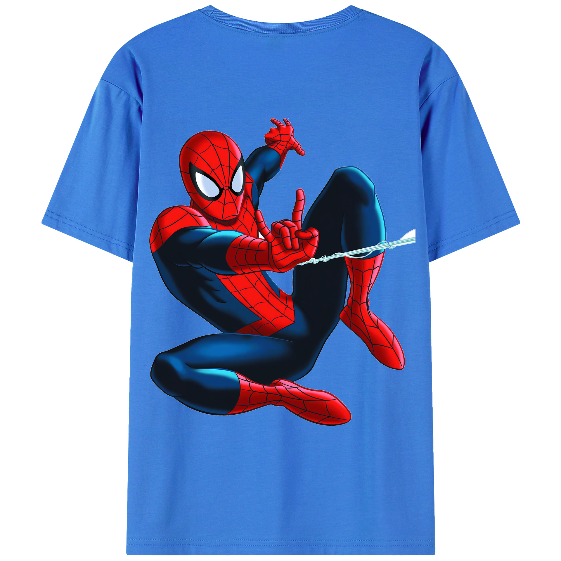 （画像用） Spider Man スパイダーマン 綿100％ メンズ半袖Tシャツ（バックプリント） 通気性