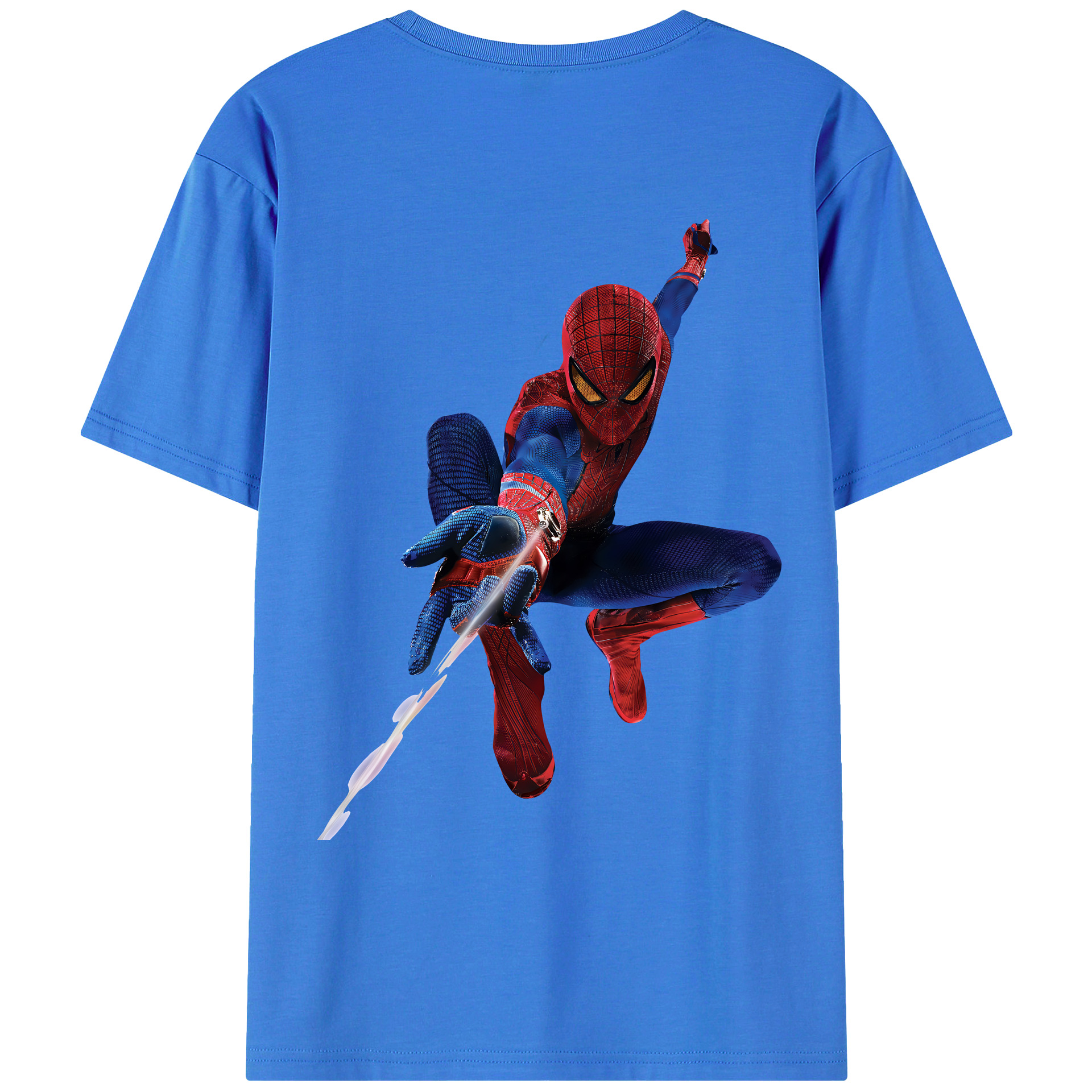 （画像用） Spider Man スパイダーマン 綿100％ メンズ半袖Tシャツ（バックプリント） 通気性
