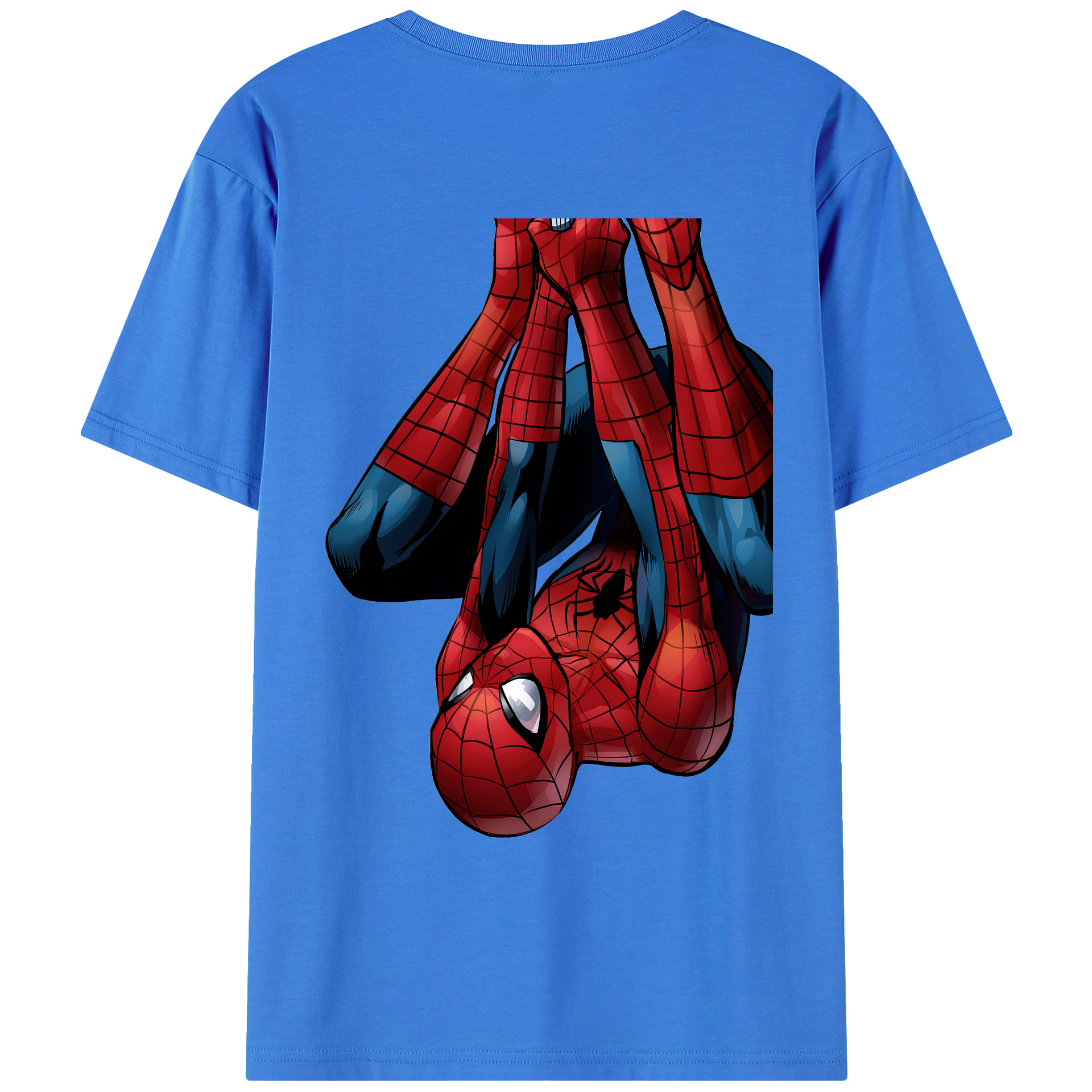 （画像用） Spider Man スパイダーマン 綿100％ メンズ半袖Tシャツ（バックプリント） 通気性