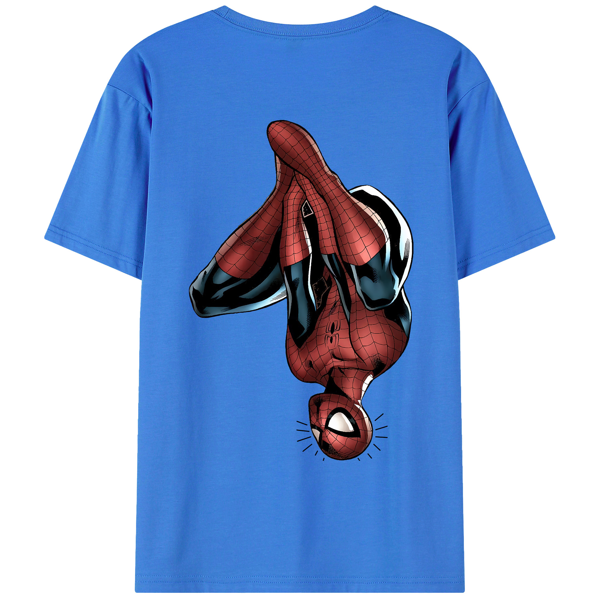 （画像用） Spider Man スパイダーマン 綿100％ メンズ半袖Tシャツ（バックプリント） 通気性