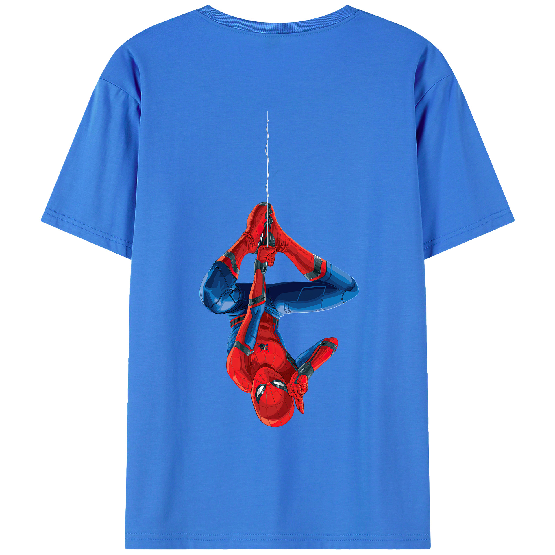 （画像用） Spider Man スパイダーマン 綿100％ メンズ半袖Tシャツ（バックプリント） 通気性