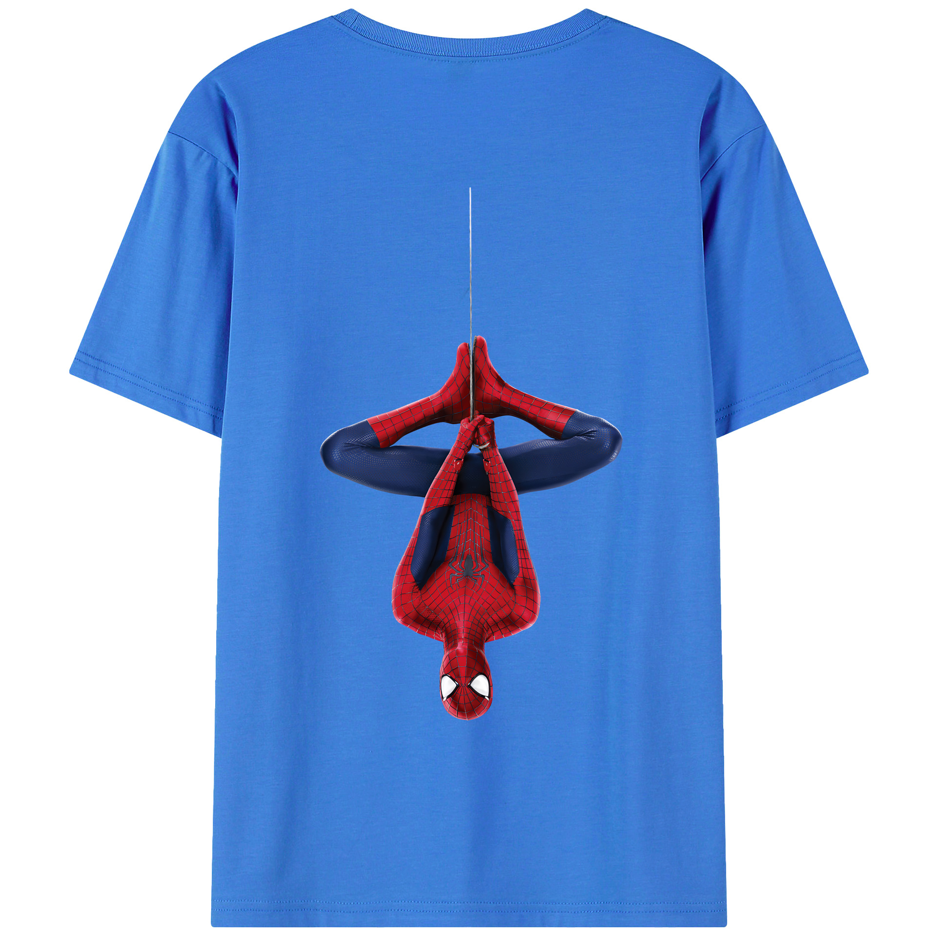 （画像用） Spider Man スパイダーマン 綿100％ メンズ半袖Tシャツ（バックプリント） 通気性