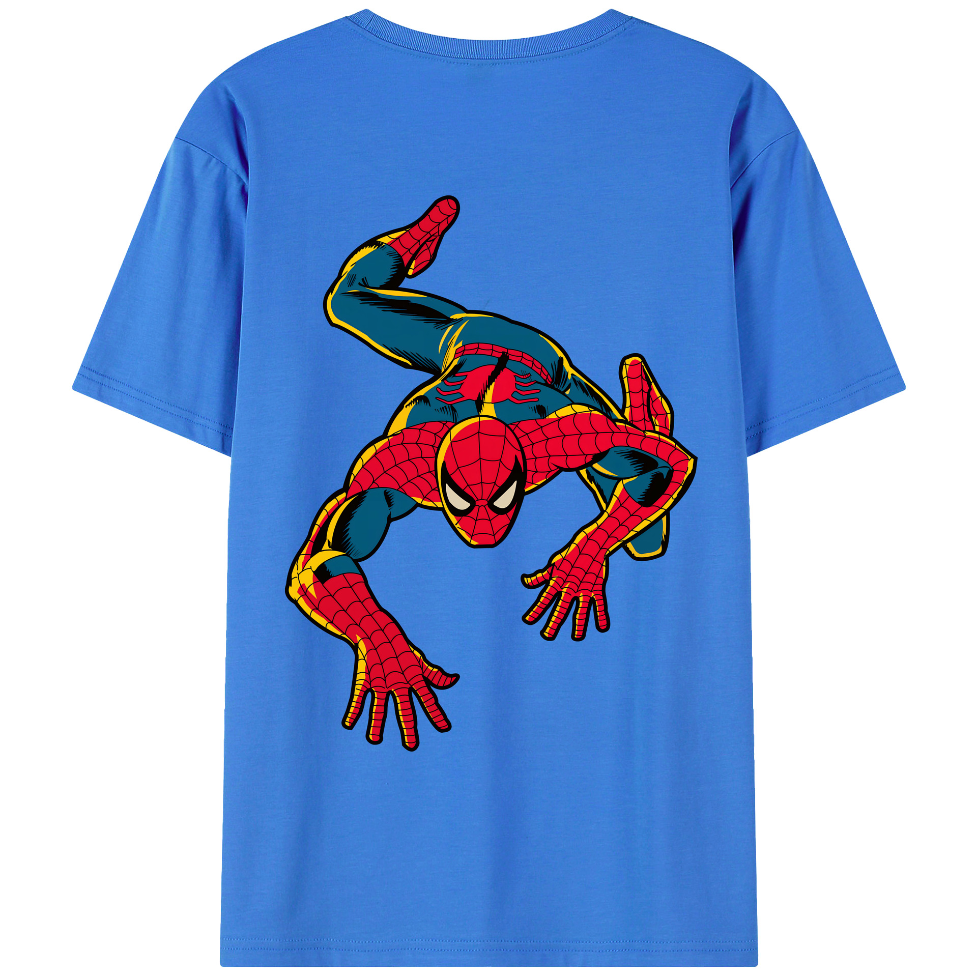 （画像用） Spider Man スパイダーマン 綿100％ メンズ半袖Tシャツ（バックプリント） 通気性