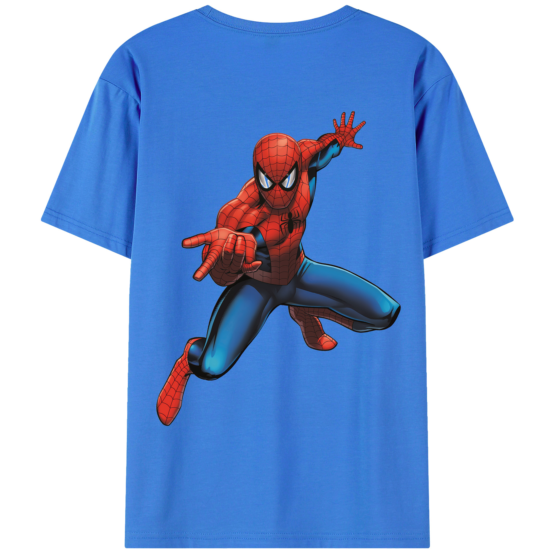 （画像用） Spider Man スパイダーマン 綿100％ メンズ半袖Tシャツ（バックプリント） 通気性