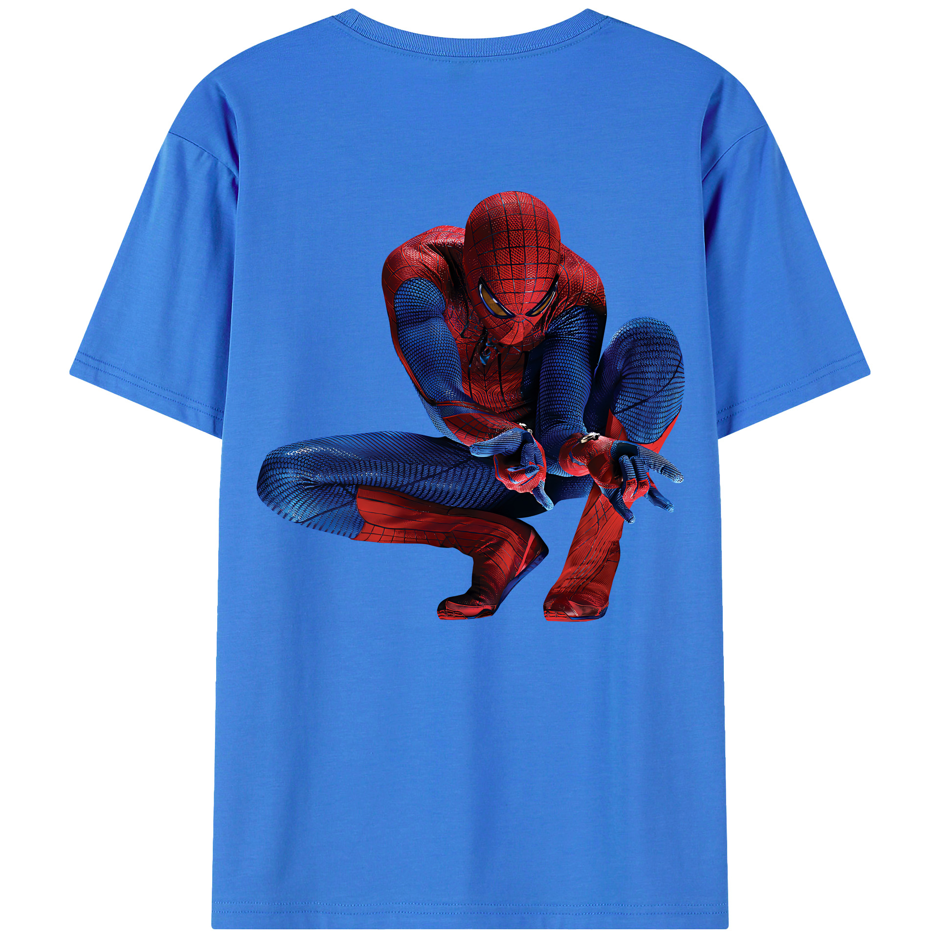 （画像用） Spider Man スパイダーマン 綿100％ メンズ半袖Tシャツ（バックプリント） 通気性
