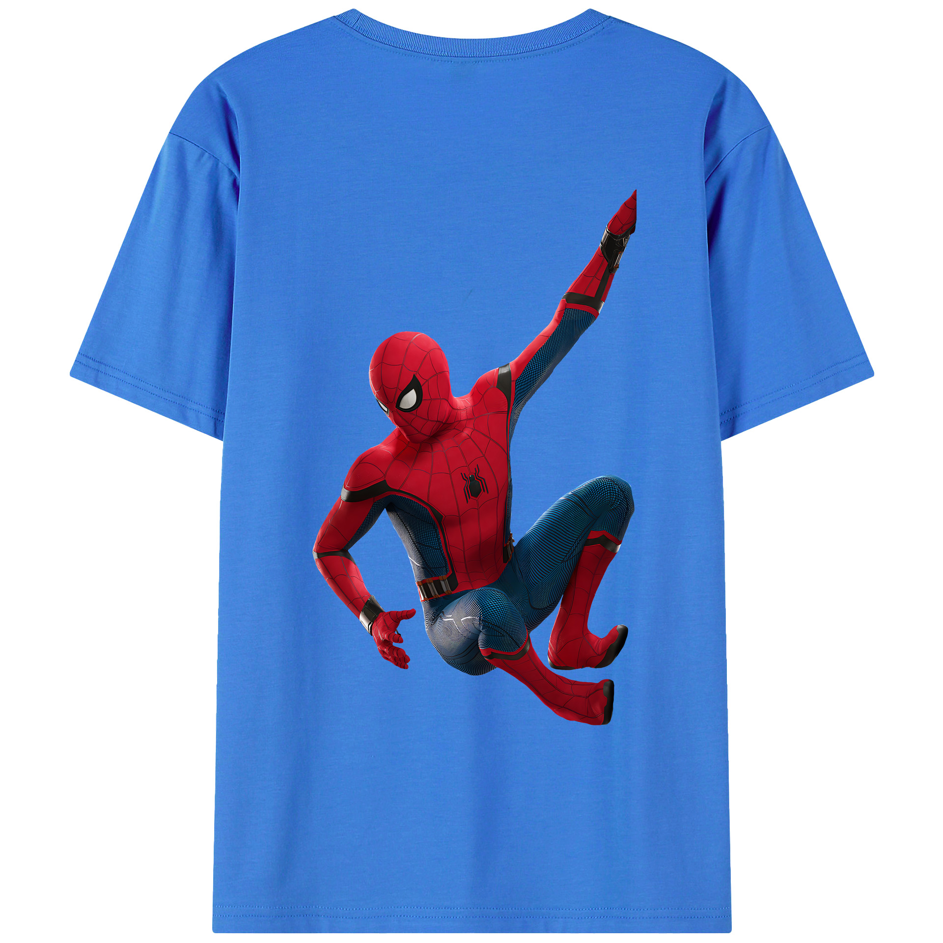 （画像用） Spider Man スパイダーマン 綿100％ メンズ半袖Tシャツ（バックプリント） 通気性