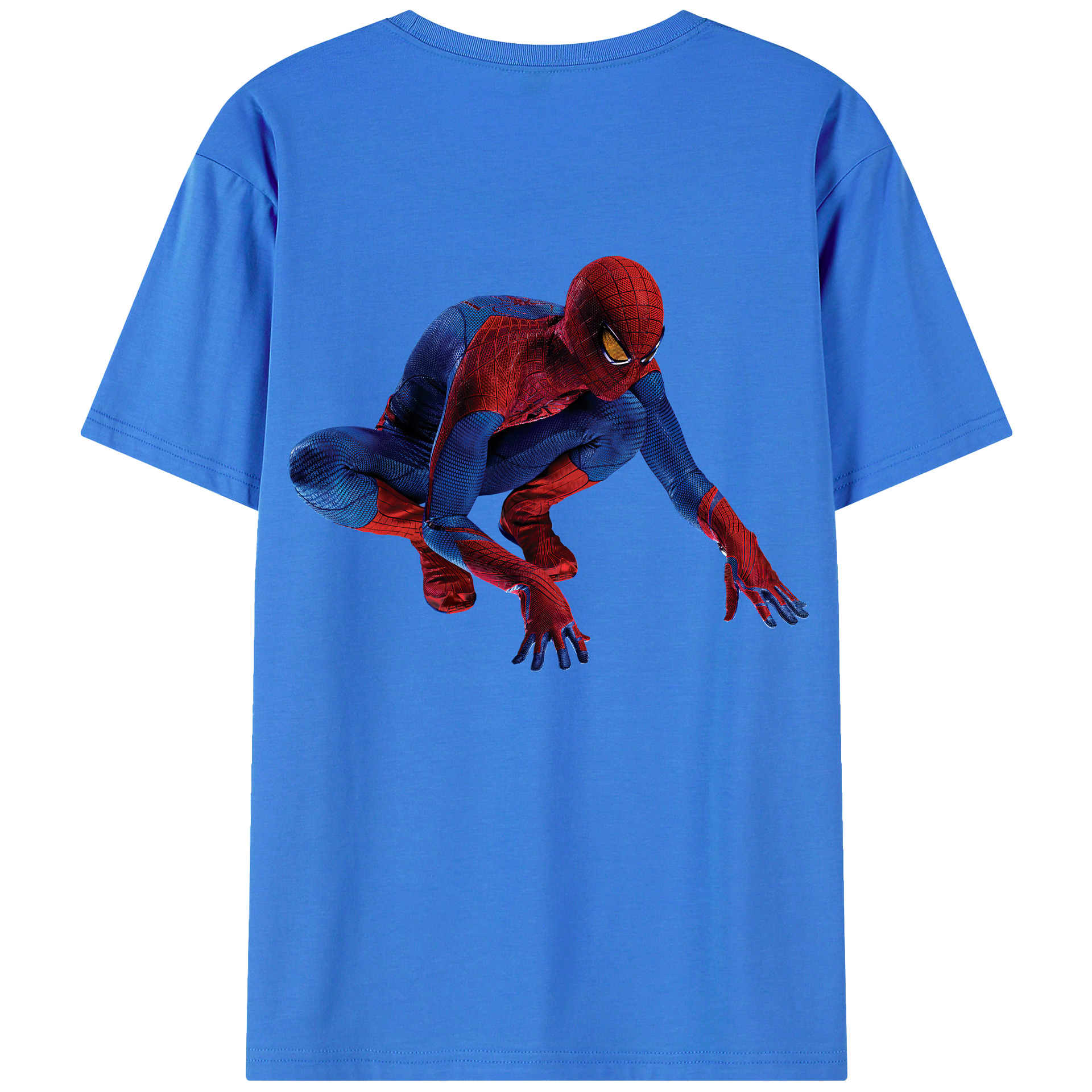 （画像用） Spider Man スパイダーマン 綿100％ メンズ半袖Tシャツ（バックプリント） 通気性