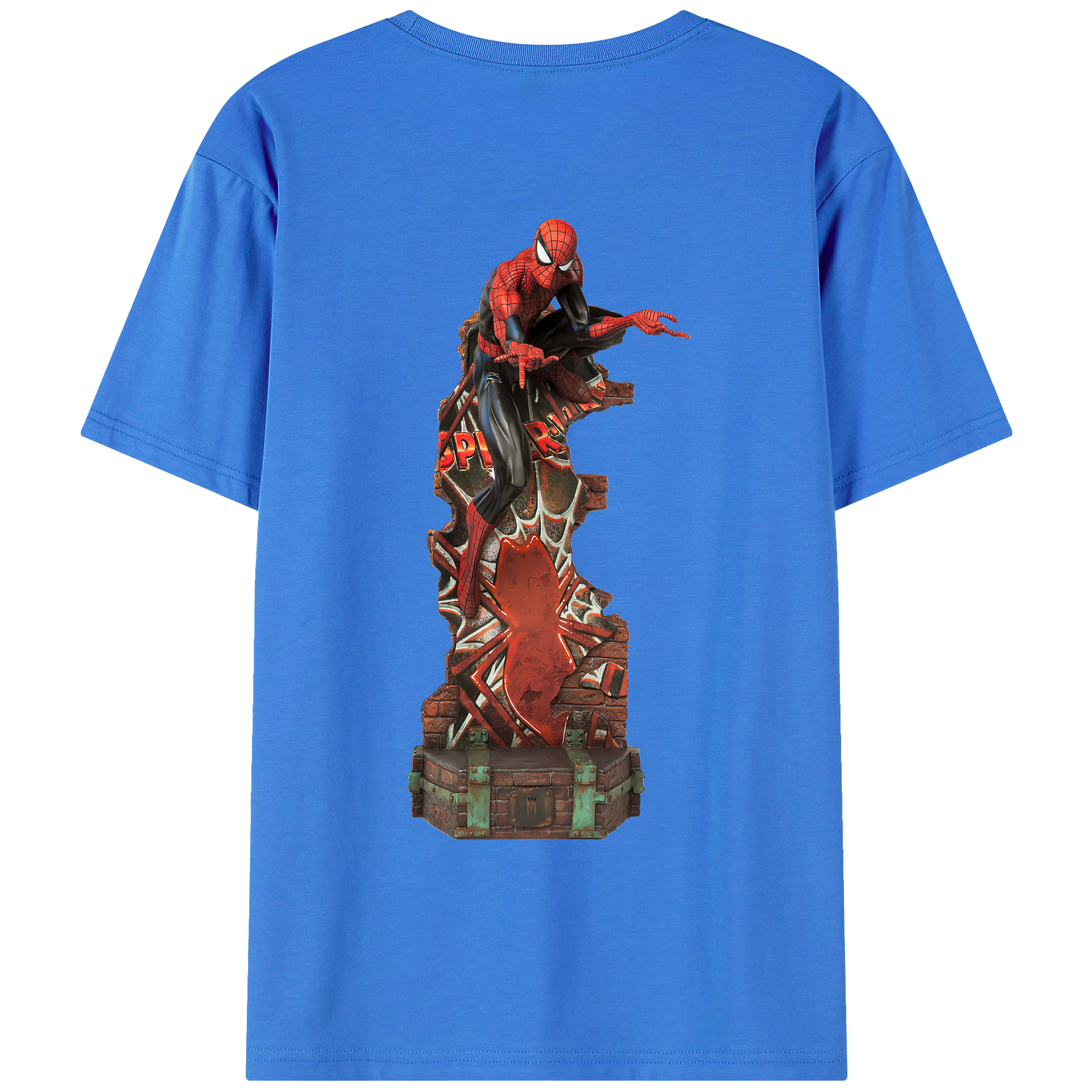 （画像用） Spider Man スパイダーマン 綿100％ メンズ半袖Tシャツ（バックプリント） 通気性