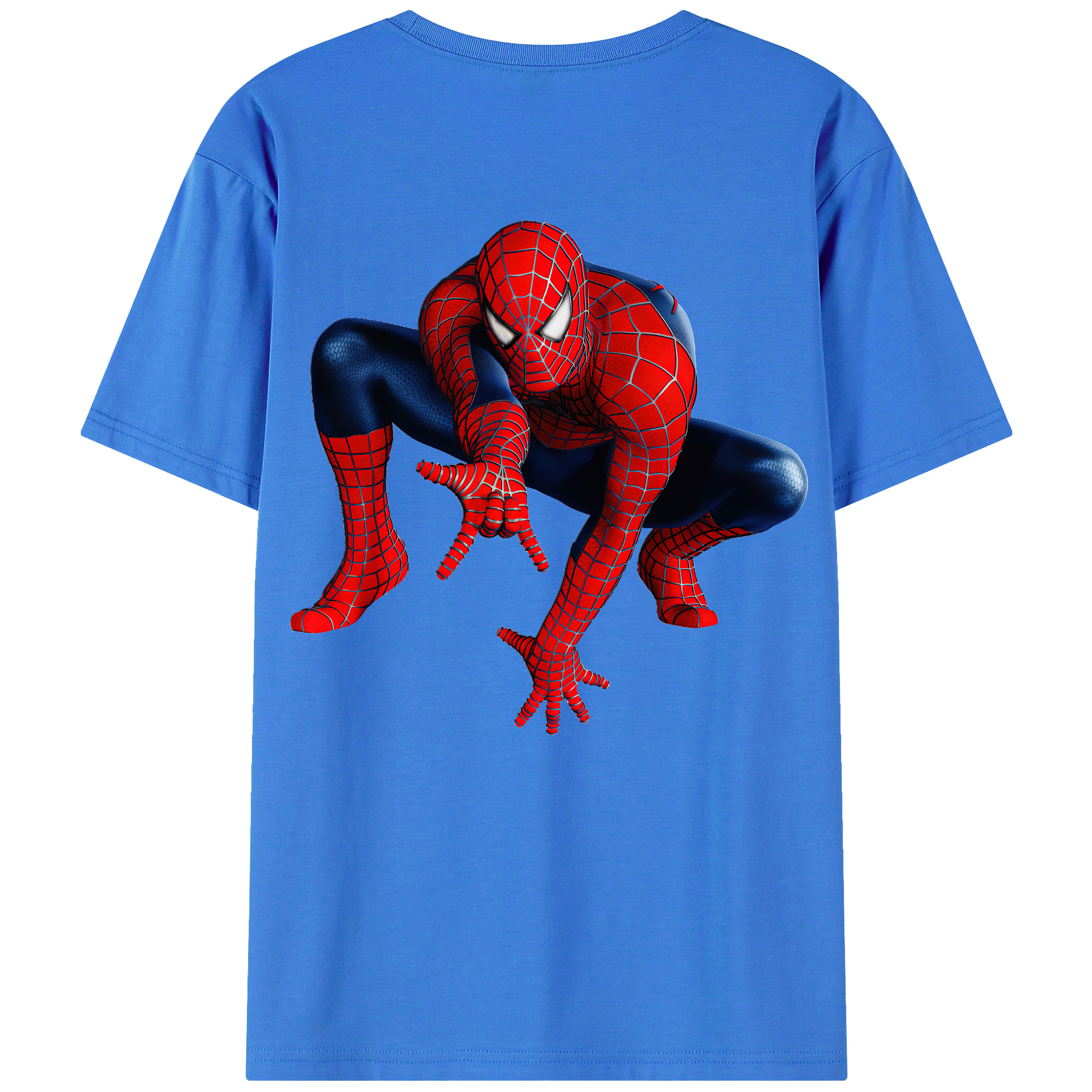 （画像用） Spider Man スパイダーマン 綿100％ メンズ半袖Tシャツ（バックプリント） 通気性