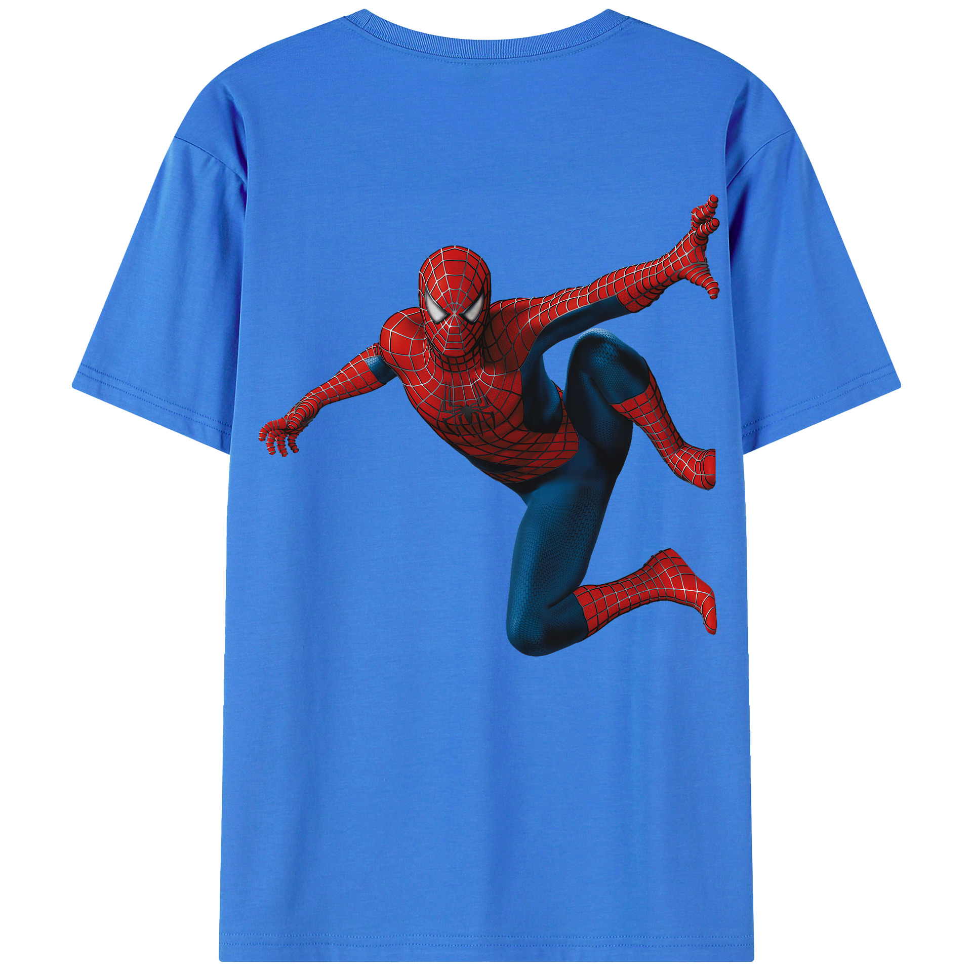 （画像用） Spider Man スパイダーマン 綿100％ メンズ半袖Tシャツ（バックプリント） 通気性