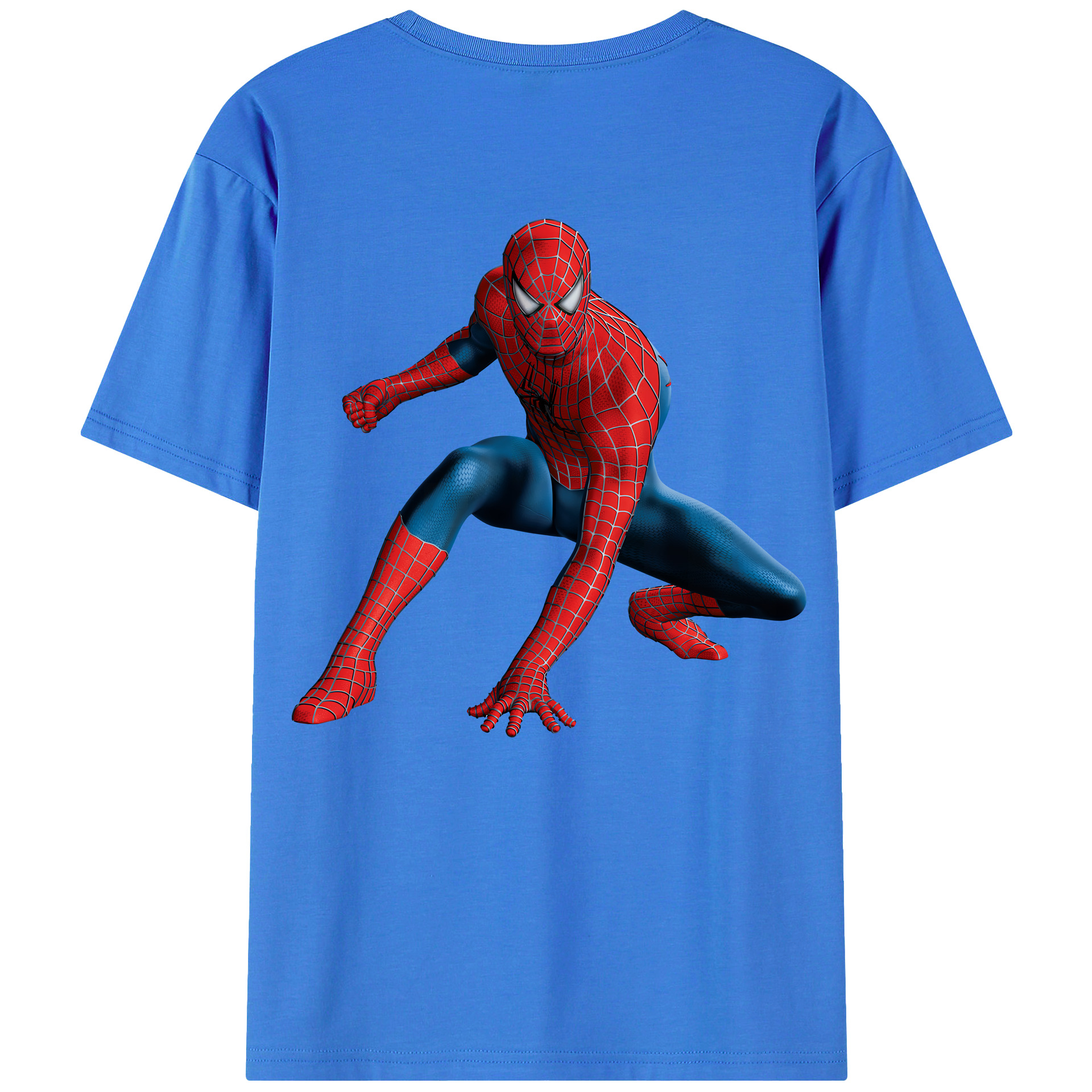 （画像用） Spider Man スパイダーマン 綿100％ メンズ半袖Tシャツ（バックプリント） 通気性
