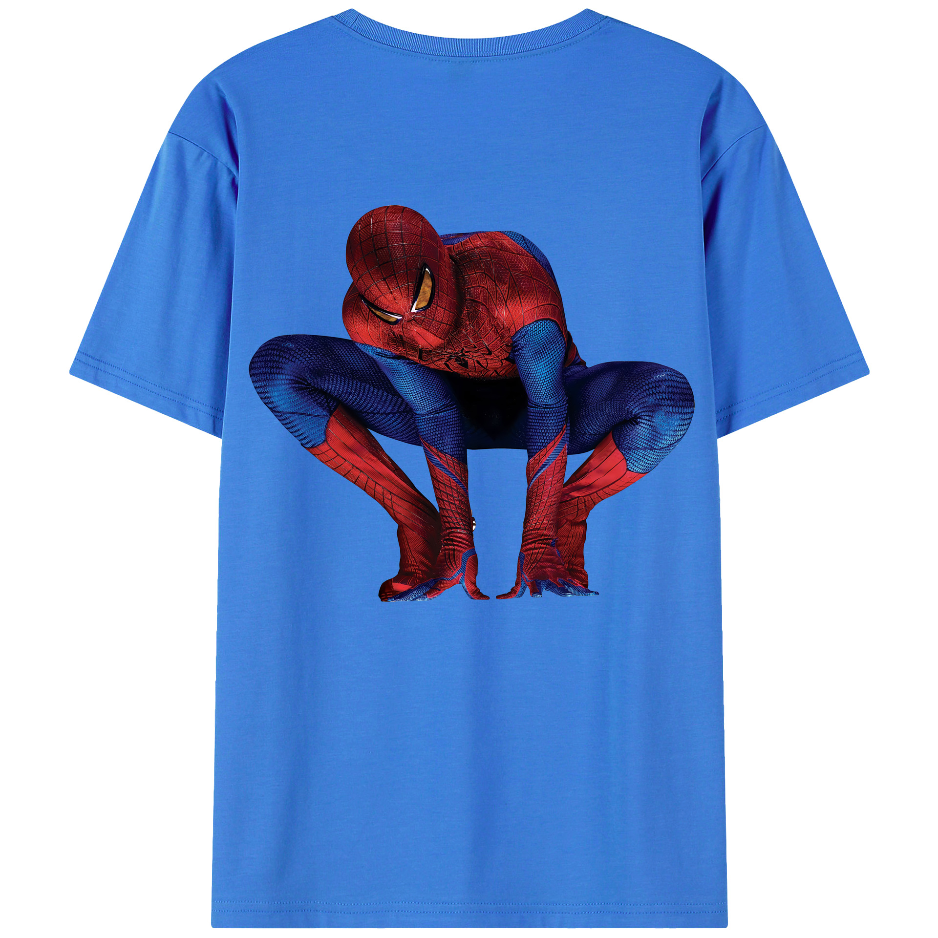 （画像用） Spider Man スパイダーマン 綿100％ メンズ半袖Tシャツ（バックプリント） 通気性