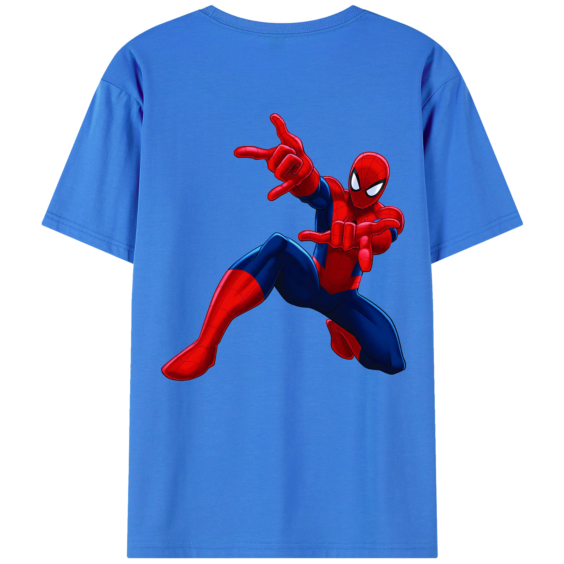 （画像用） Spider Man スパイダーマン 綿100％ メンズ半袖Tシャツ（バックプリント） 通気性