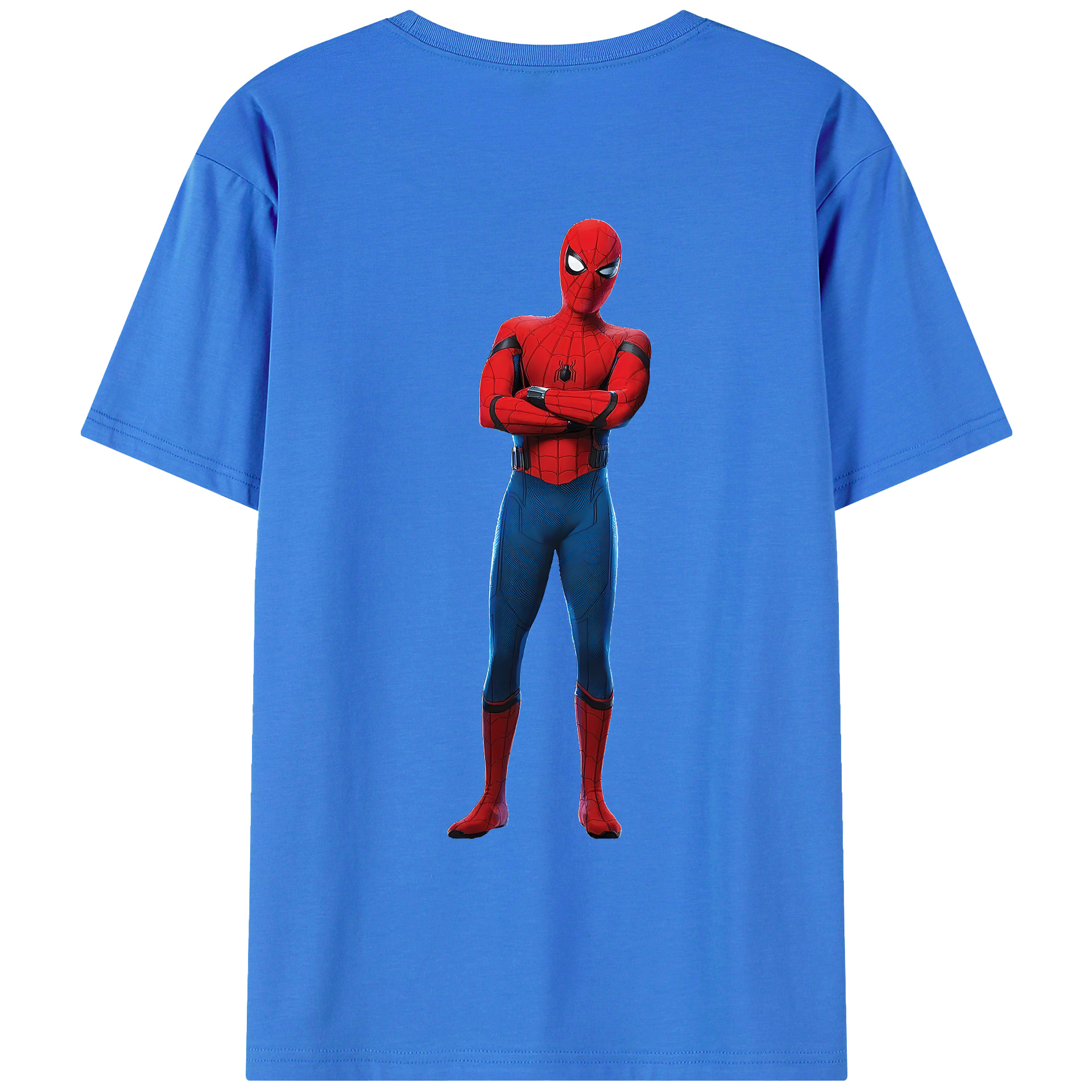 （画像用） Spider Man スパイダーマン 綿100％ メンズ半袖Tシャツ（バックプリント） 通気性