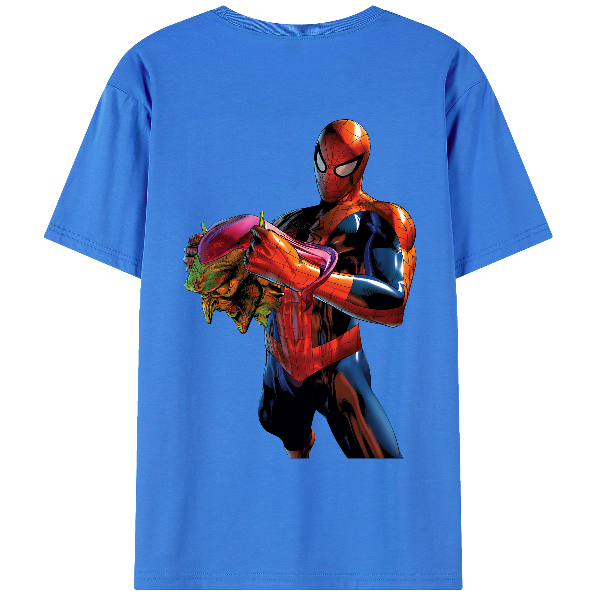 （画像用） Spider Man スパイダーマン 綿100％ メンズ半袖Tシャツ（バックプリント） 通気性