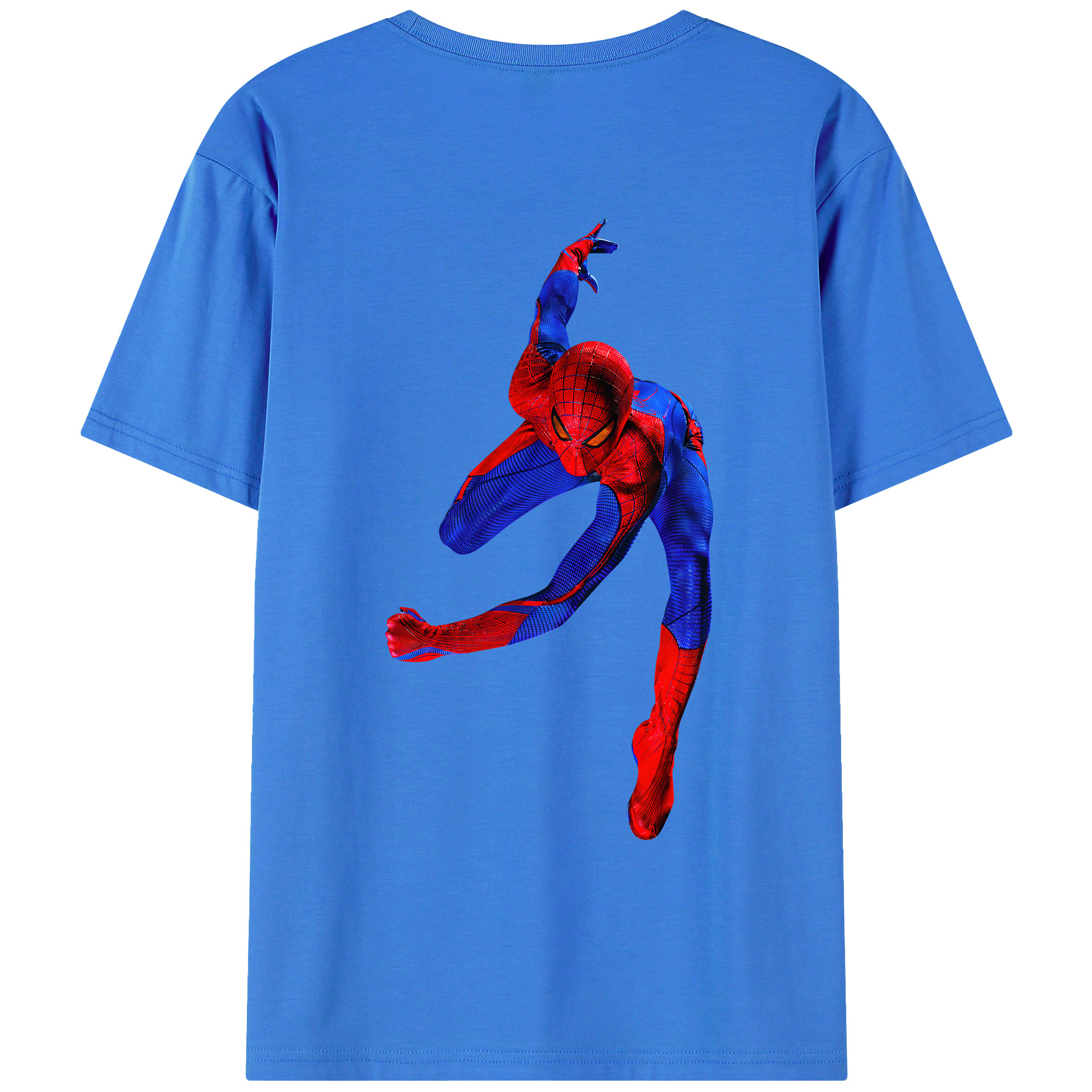 （画像用） Spider Man スパイダーマン 綿100％ メンズ半袖Tシャツ（バックプリント） 通気性