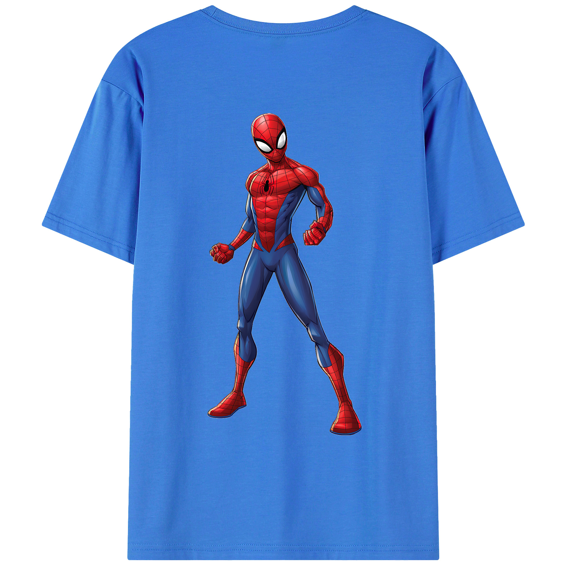 （画像用） Spider Man スパイダーマン 綿100％ メンズ半袖Tシャツ（バックプリント） 通気性
