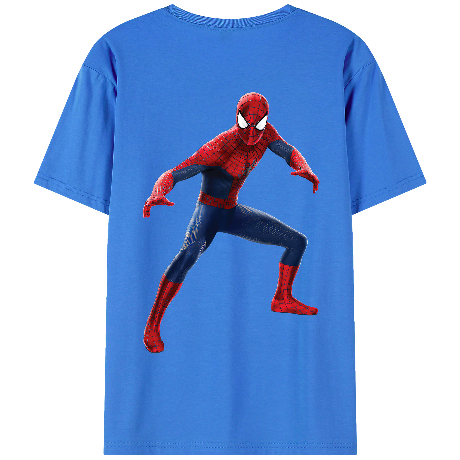 （画像用） Spider Man スパイダーマン 綿100％ メンズ半袖Tシャツ（バックプリント） 通気性