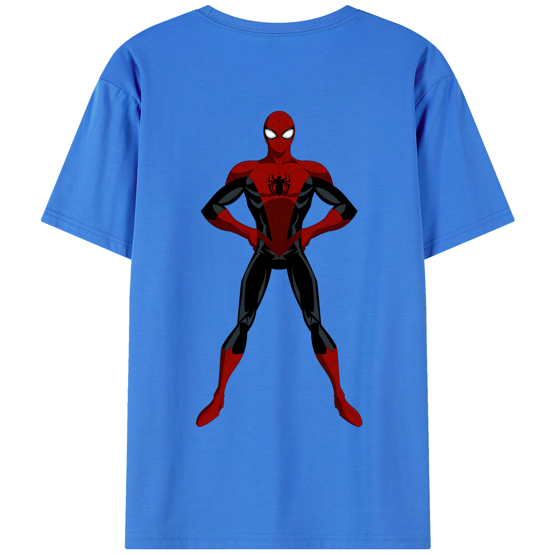 （画像用） Spider Man スパイダーマン 綿100％ メンズ半袖Tシャツ（バックプリント） 通気性