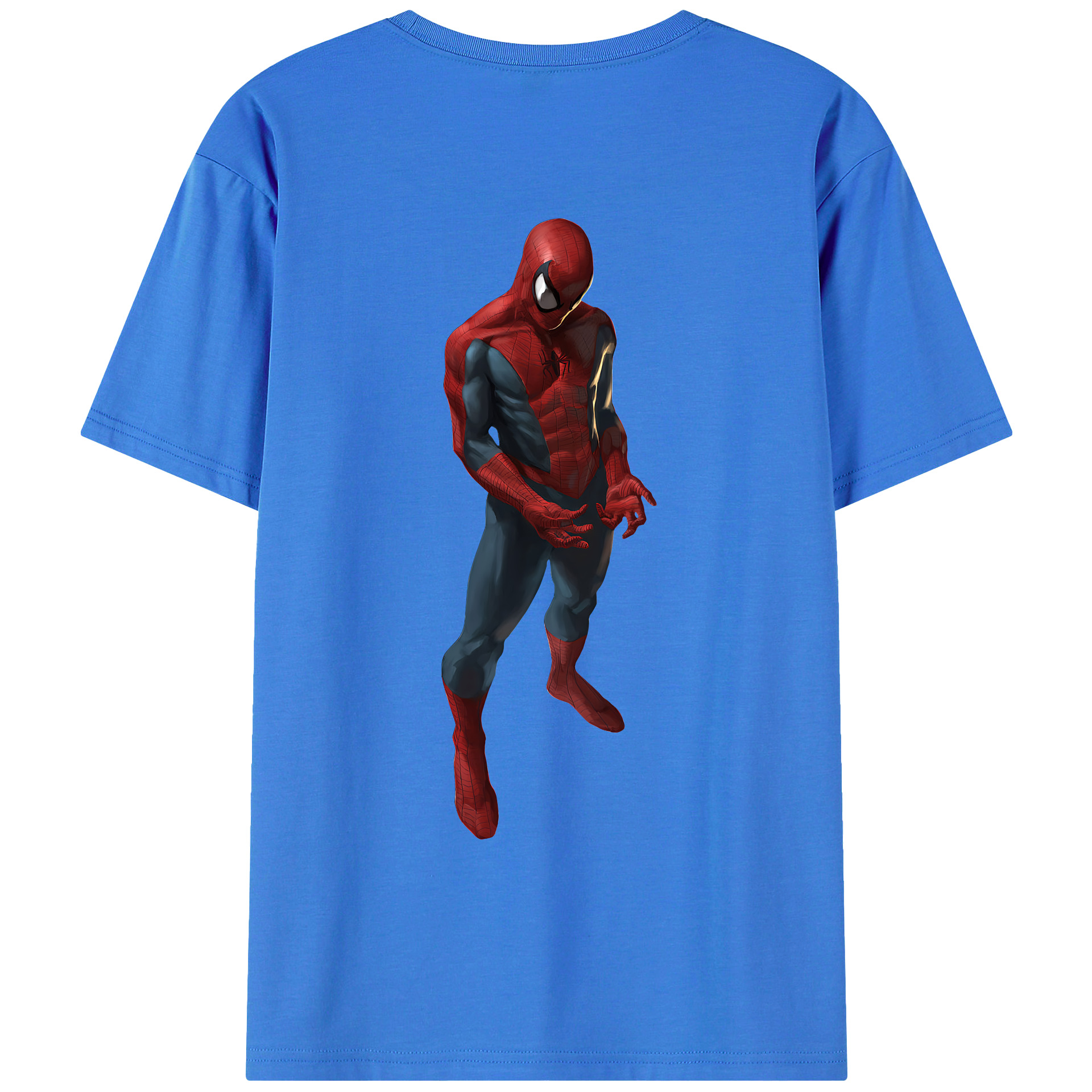 （画像用） Spider Man スパイダーマン 綿100％ メンズ半袖Tシャツ（バックプリント） 通気性