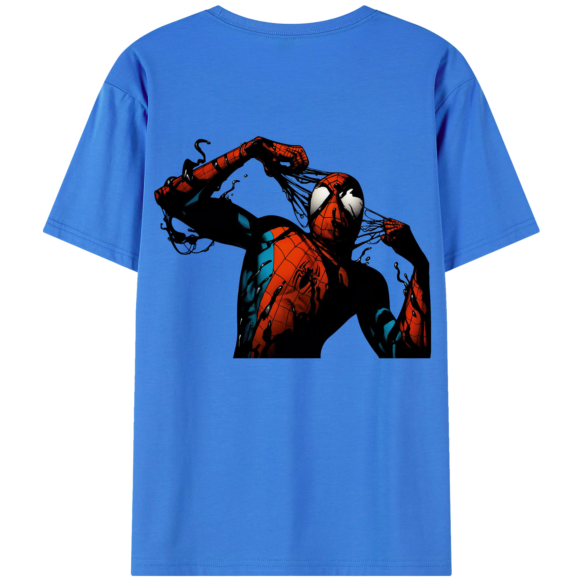 （画像用） Spider Man スパイダーマン 綿100％ メンズ半袖Tシャツ（バックプリント） 通気性