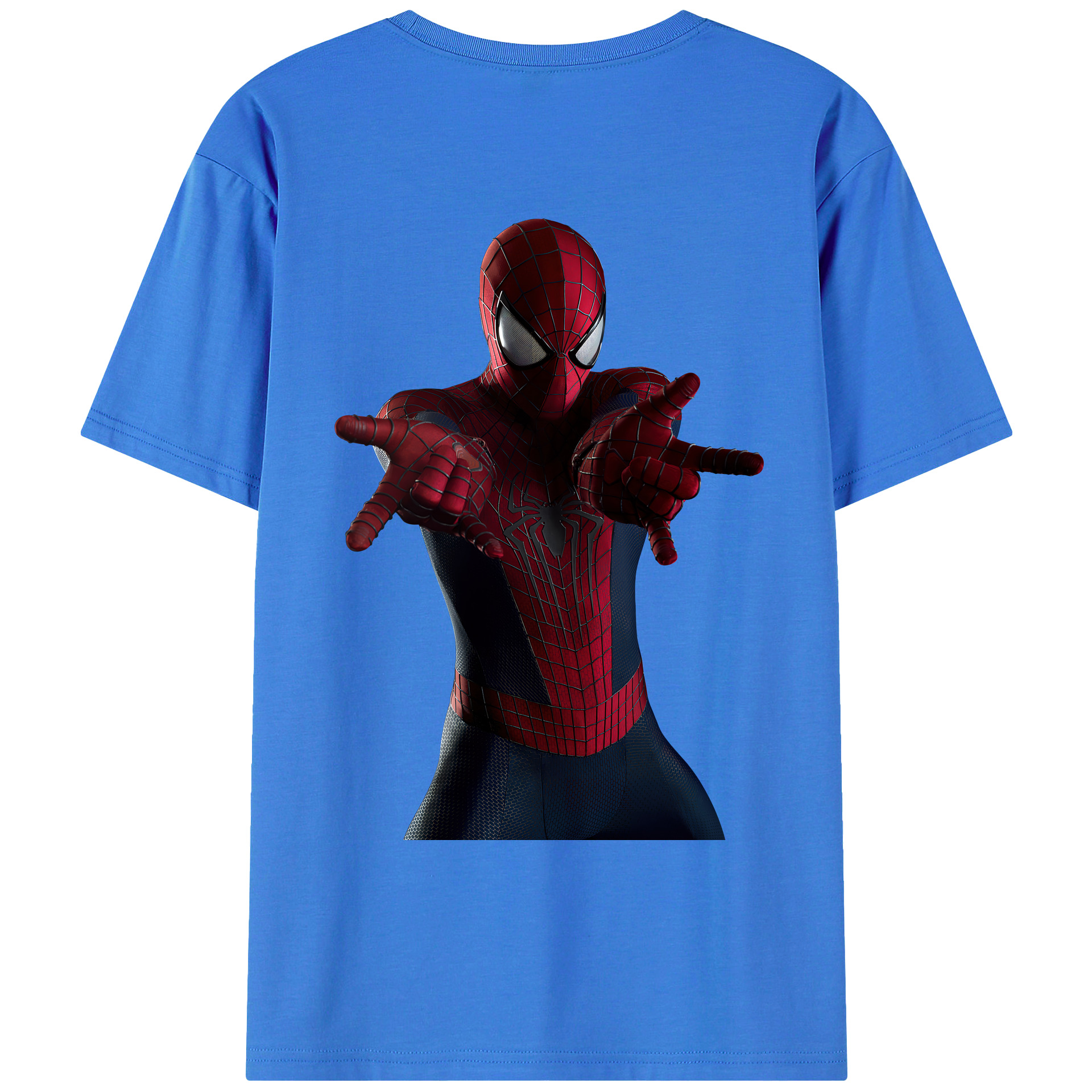 （画像用） Spider Man スパイダーマン 綿100％ メンズ半袖Tシャツ（バックプリント） 通気性