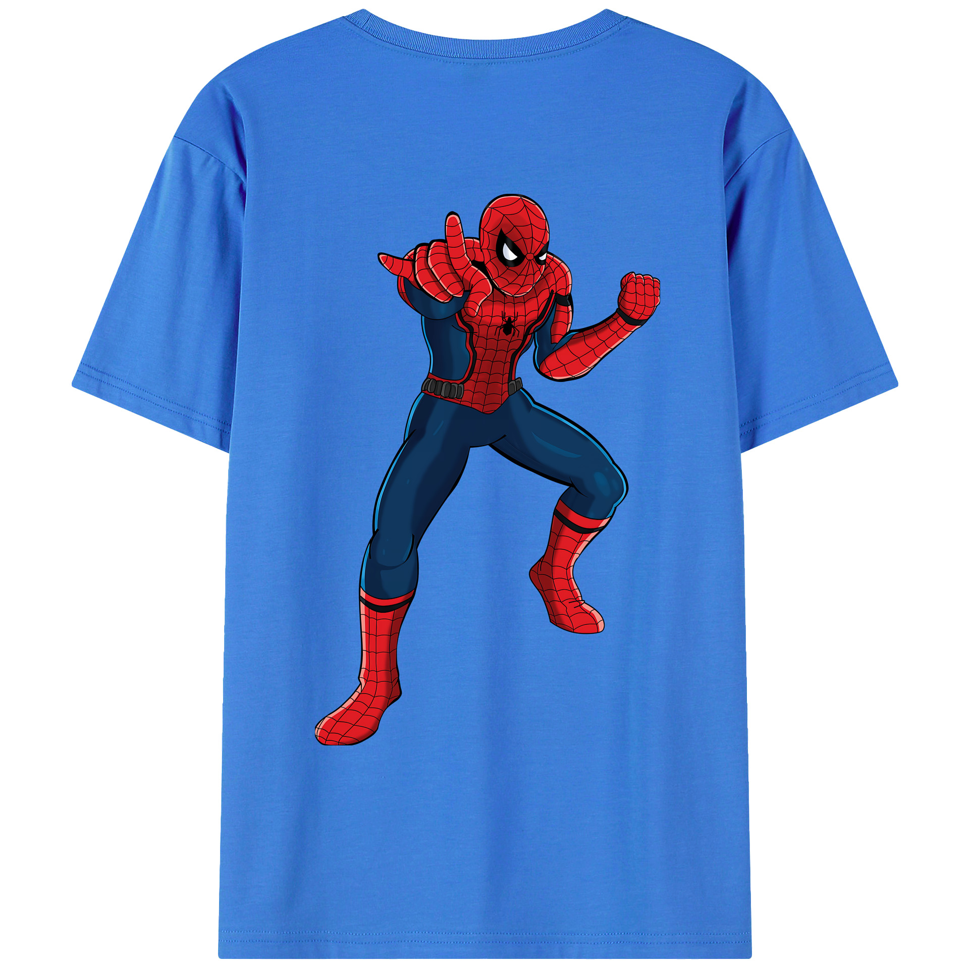 （画像用） Spider Man スパイダーマン 綿100％ メンズ半袖Tシャツ（バックプリント） 通気性