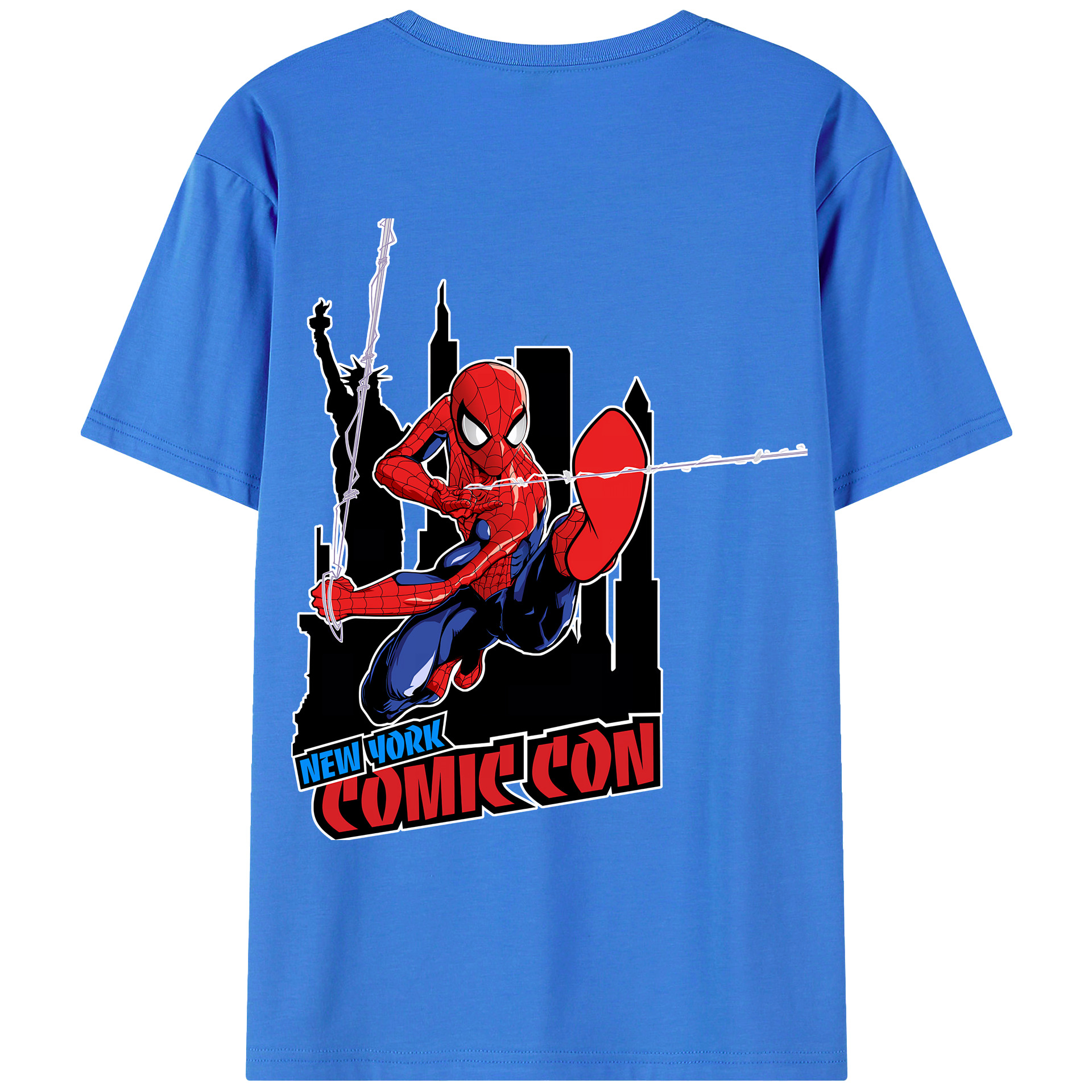 （画像用） Spider Man スパイダーマン 綿100％ メンズ半袖Tシャツ（バックプリント） 通気性