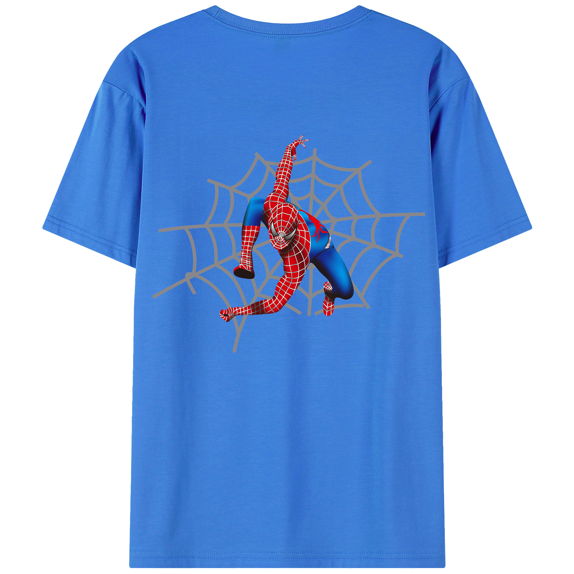 （画像用） Spider Man スパイダーマン 綿100％ メンズ半袖Tシャツ（バックプリント） 通気性