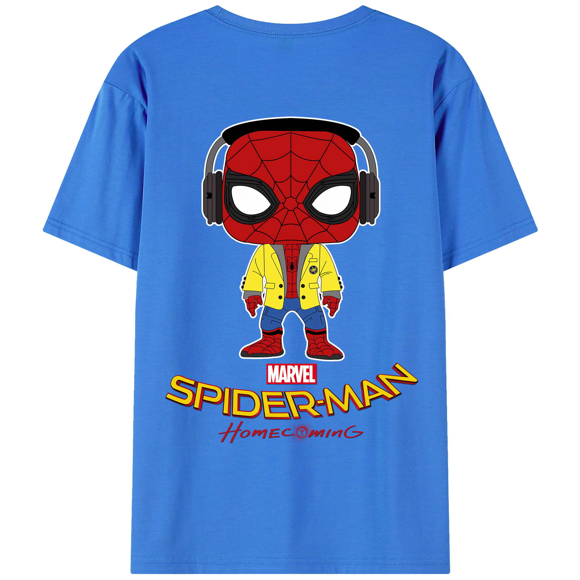 （画像用） Spider Man スパイダーマン 綿100％ メンズ半袖Tシャツ（バックプリント） 通気性
