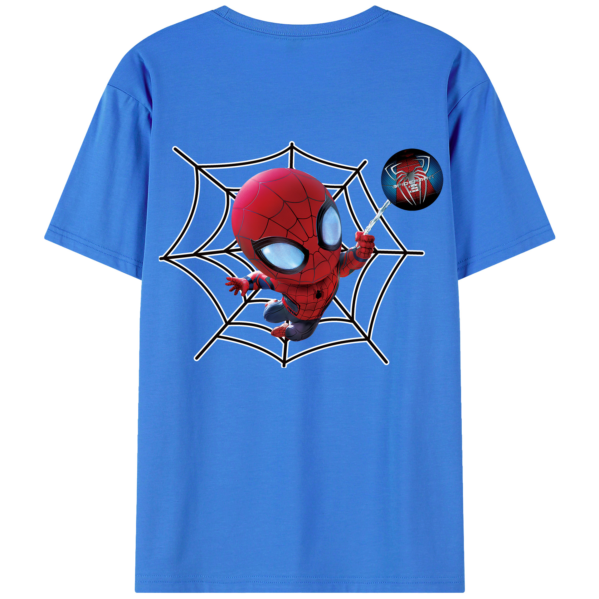 （画像用） Spider Man スパイダーマン 綿100％ メンズ半袖Tシャツ（バックプリント） 通気性