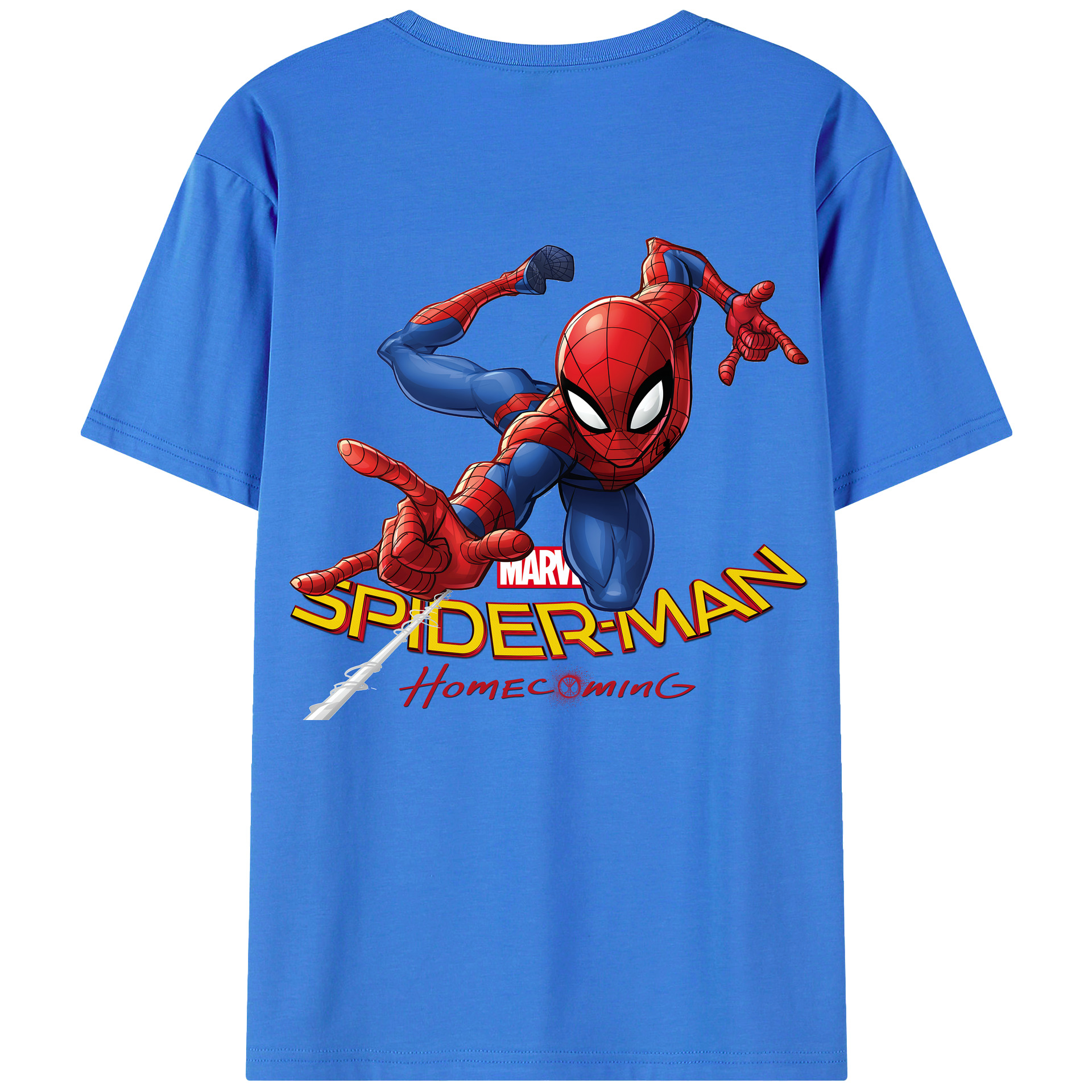 （画像用） Spider Man スパイダーマン 綿100％ メンズ半袖Tシャツ（バックプリント） 通気性