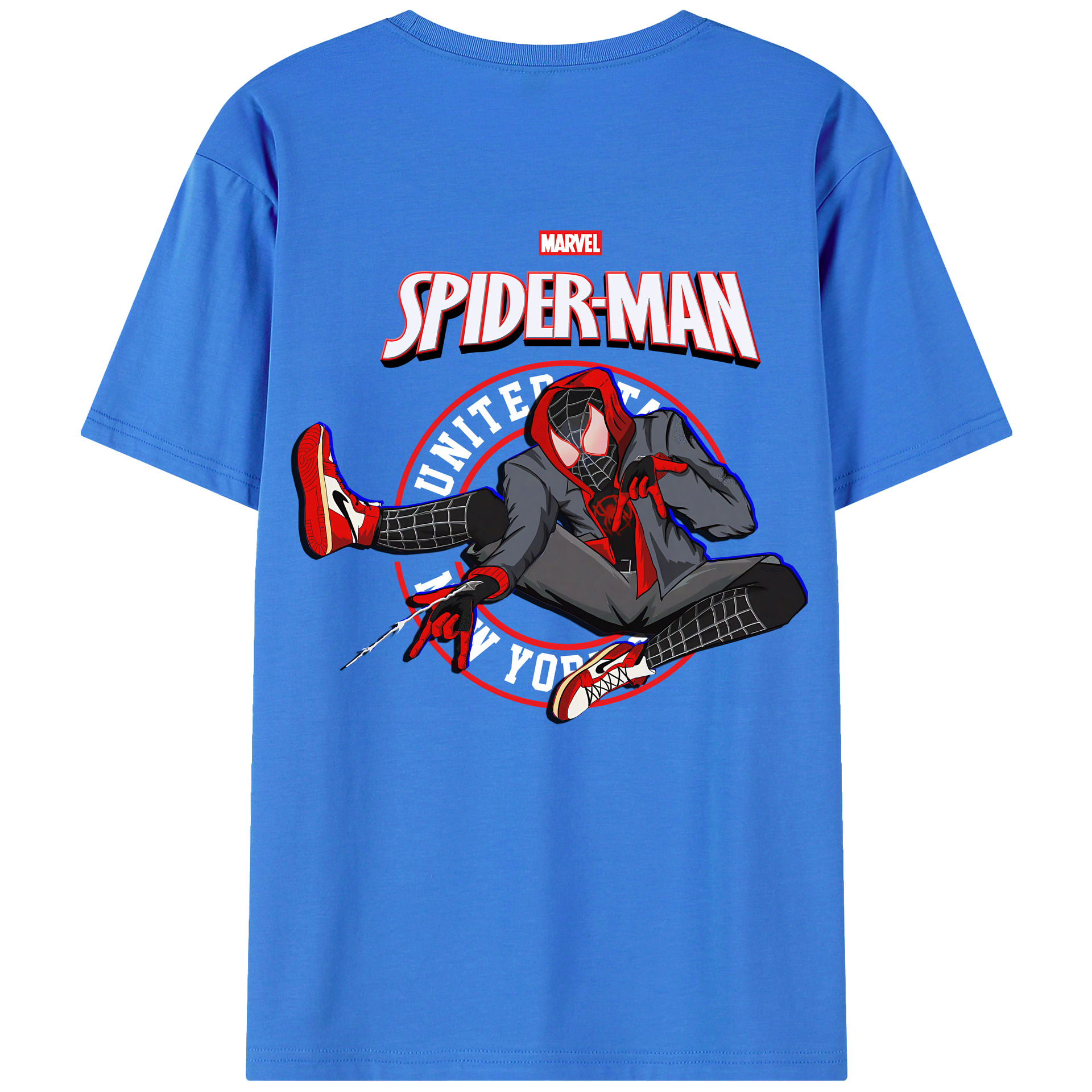 （画像用） Spider Man スパイダーマン 綿100％ メンズ半袖Tシャツ（バックプリント） 通気性