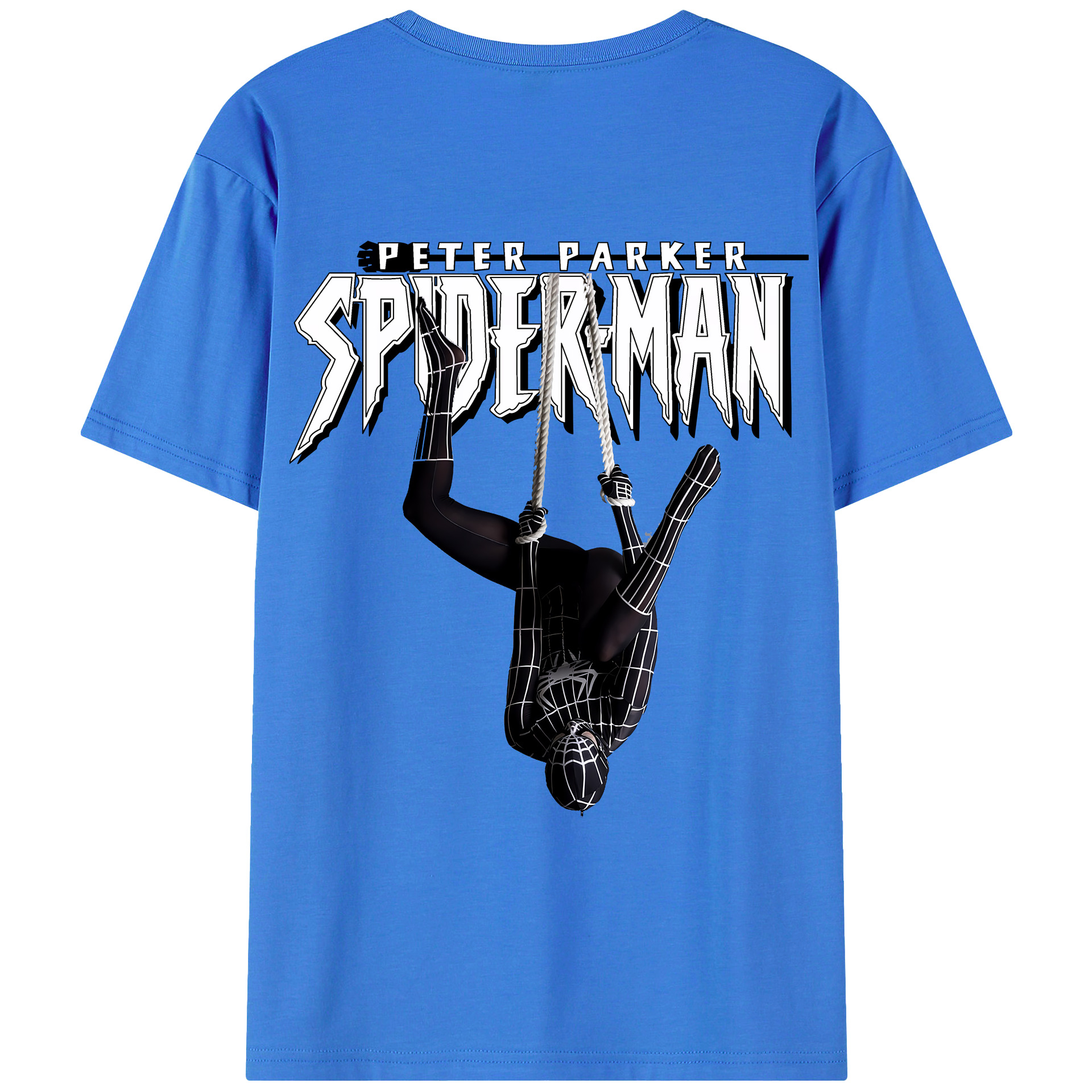 （画像用） Spider Man スパイダーマン 綿100％ メンズ半袖Tシャツ（バックプリント） 通気性