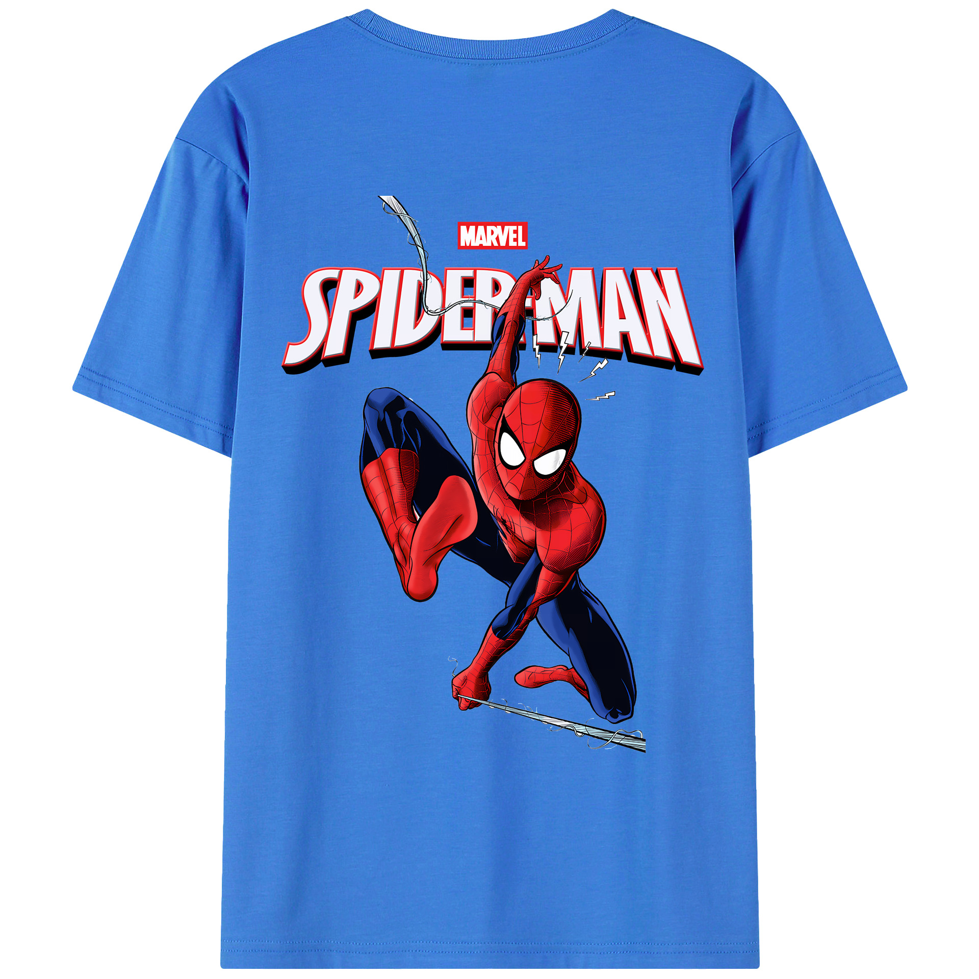 （画像用） Spider Man スパイダーマン 綿100％ メンズ半袖Tシャツ（バックプリント） 通気性